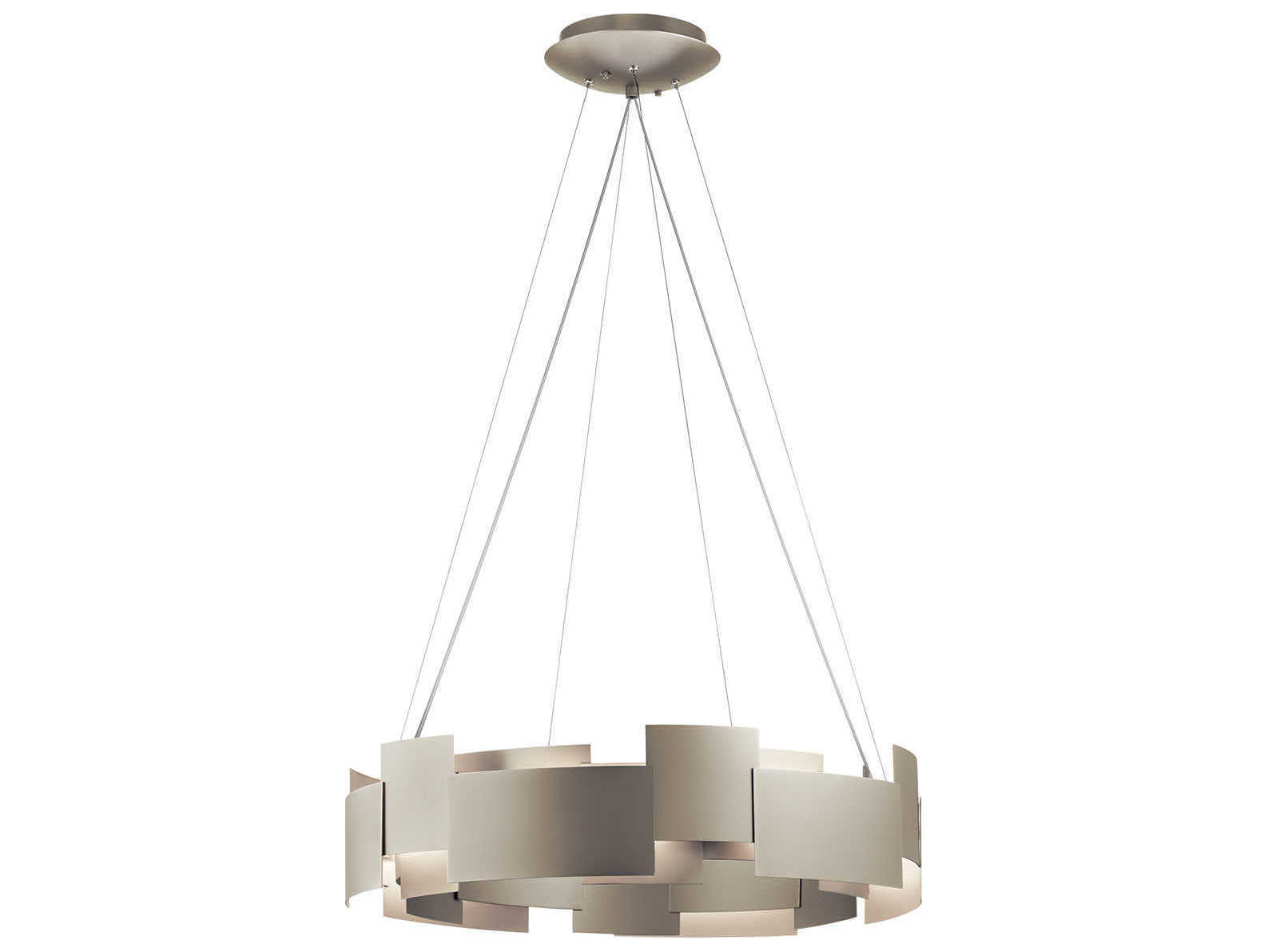 Kichler Moderne 2-Light Satin Nickel LED Drum Round Pendant