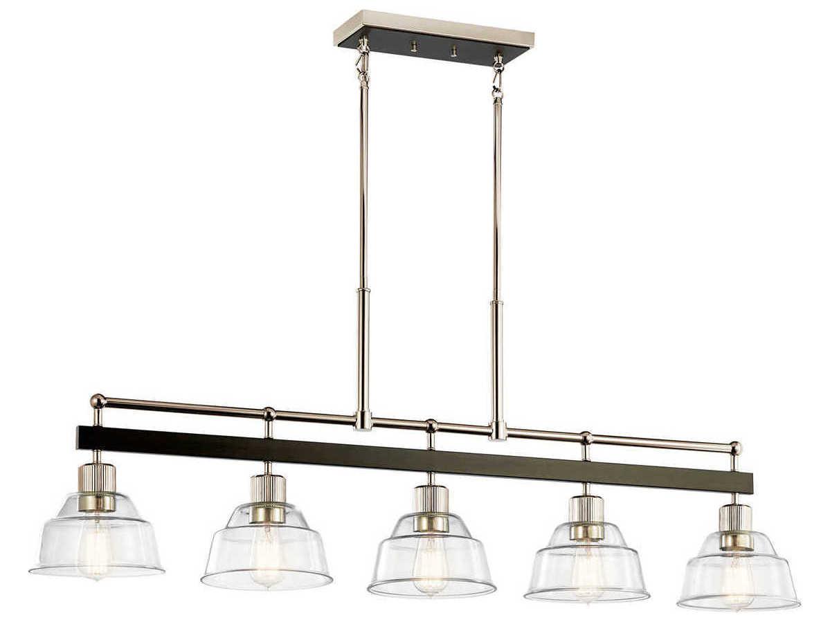 Kichler Eastmont 5-Light Polished Nickel Glass Bowl Drum Island Pendant