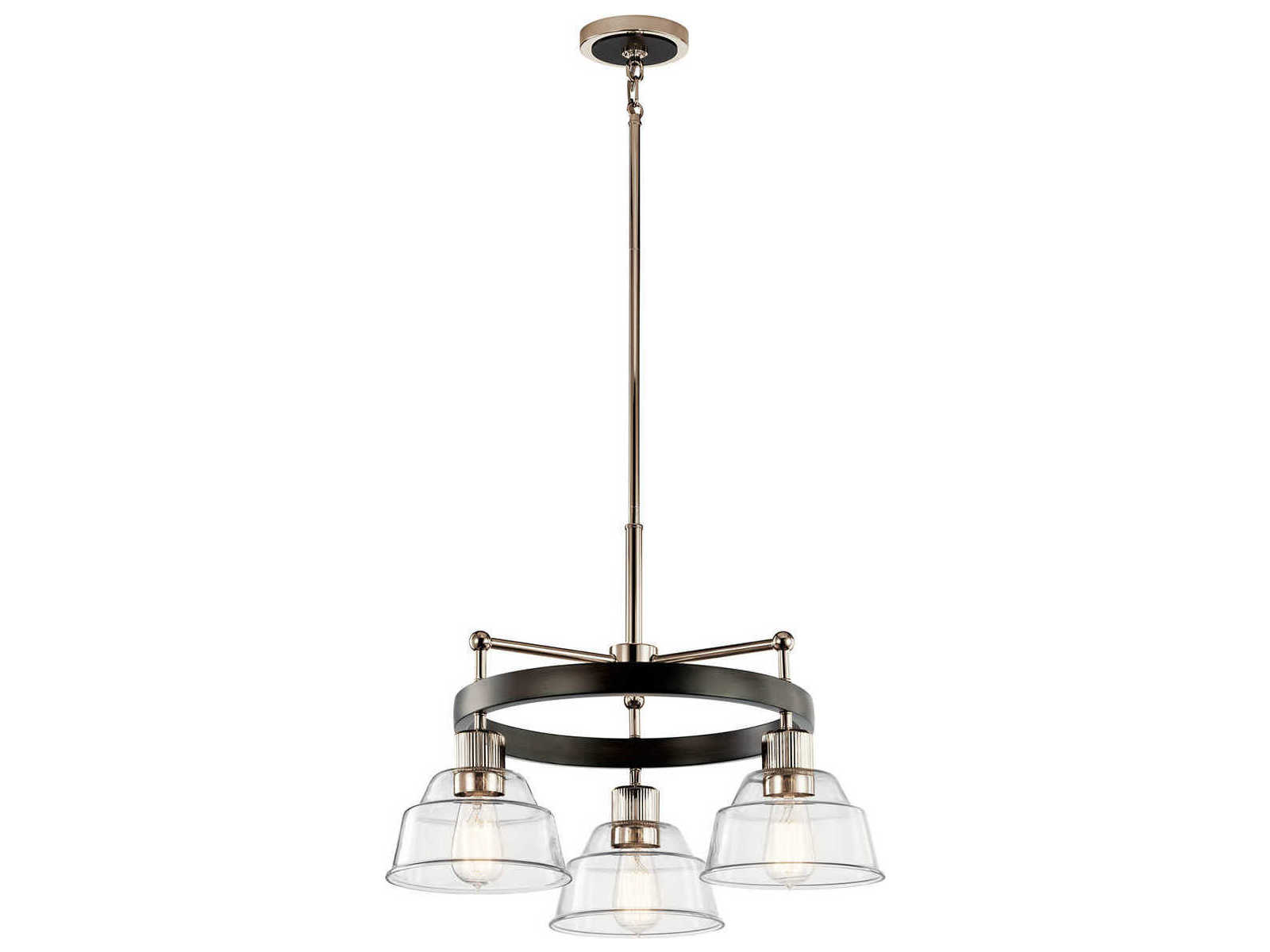 Kichler Eastmont 3-Light Polished Nickel Glass Dome Chandelier