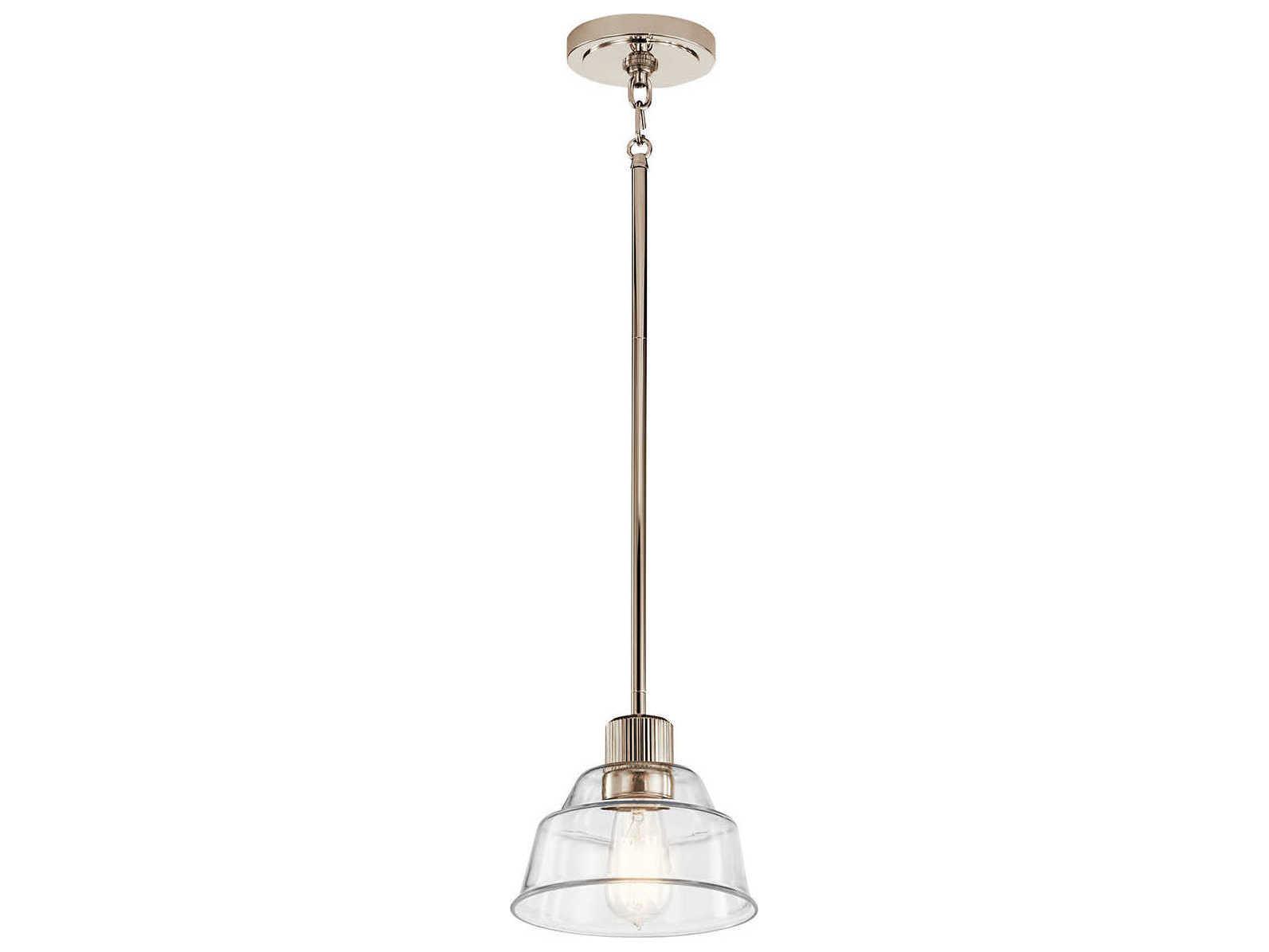 Kichler Eastmont 1-Light Polished Nickel Glass Bowl Dome Mini Pendant