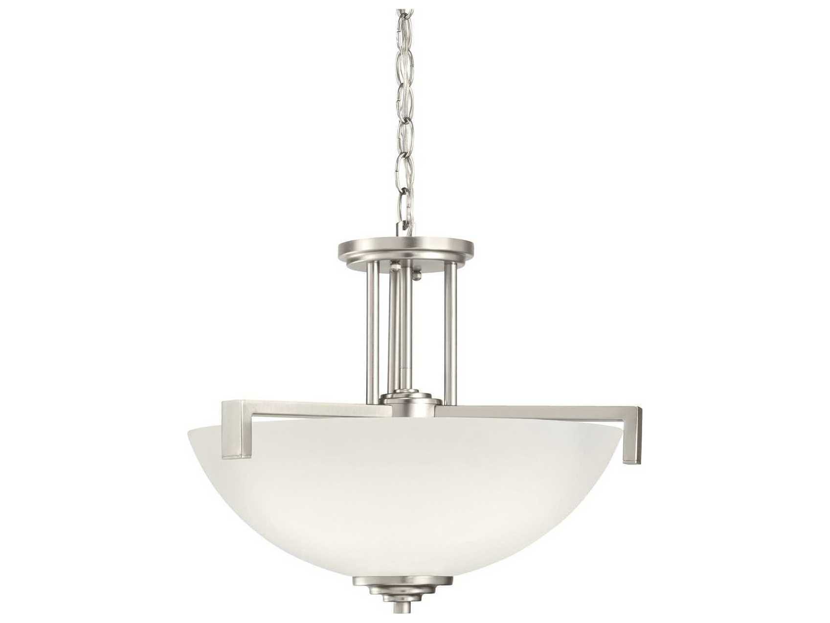 Kichler Eileen 3-Light Brushed Nickel Glass Bowl Round Pendant