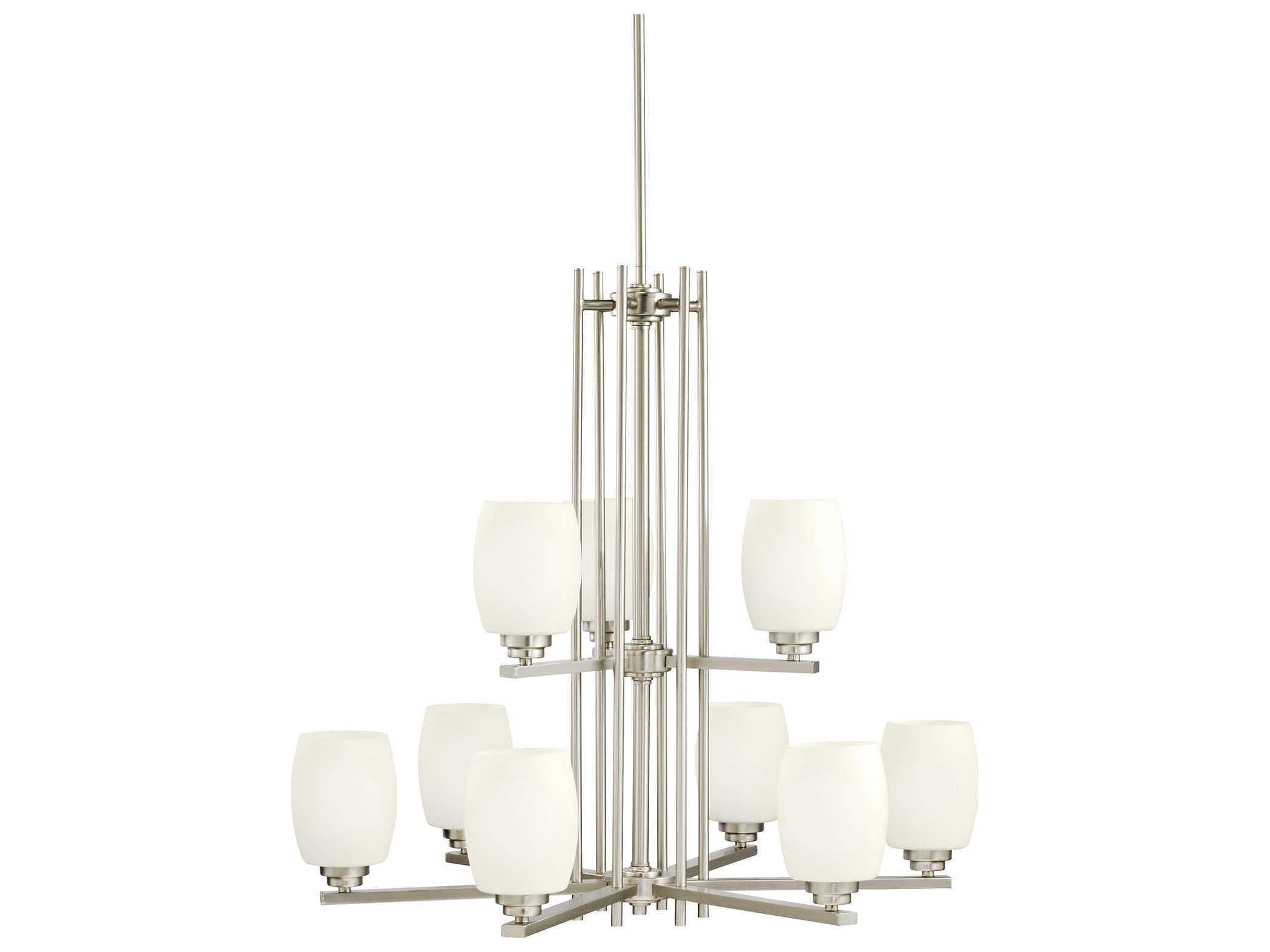 Kichler Eileen 9-Light Brushed Nickel Glass Cylinder Chandelier