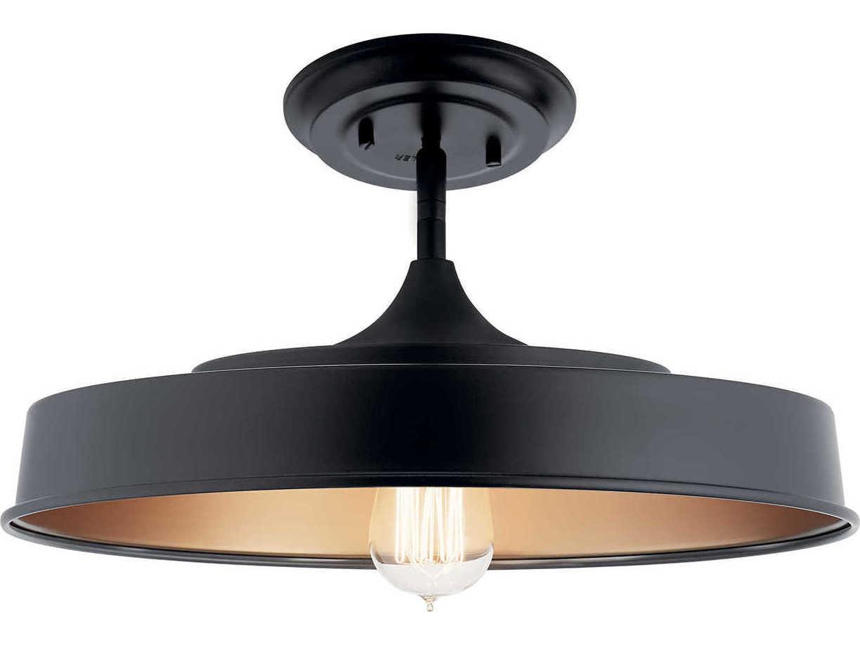 Kichler Elias 1-Light Black Round Semi Flush Mount