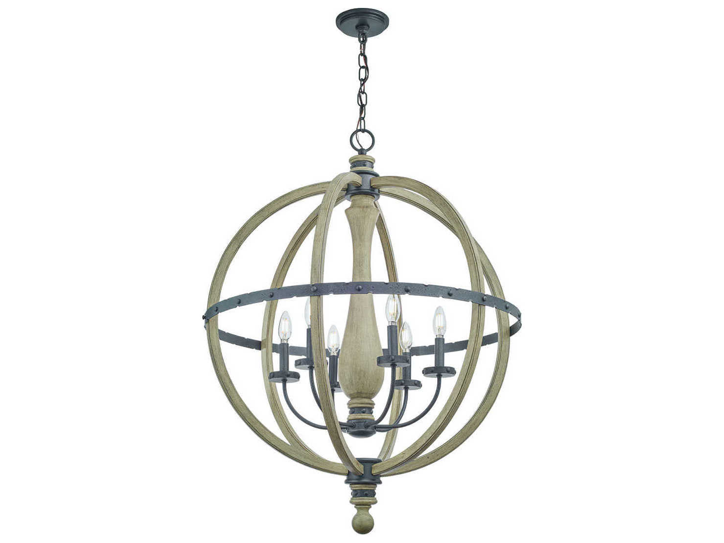 Kichler Evan 6-Light Distressed Antique Gray Candelabra Round Chandelier