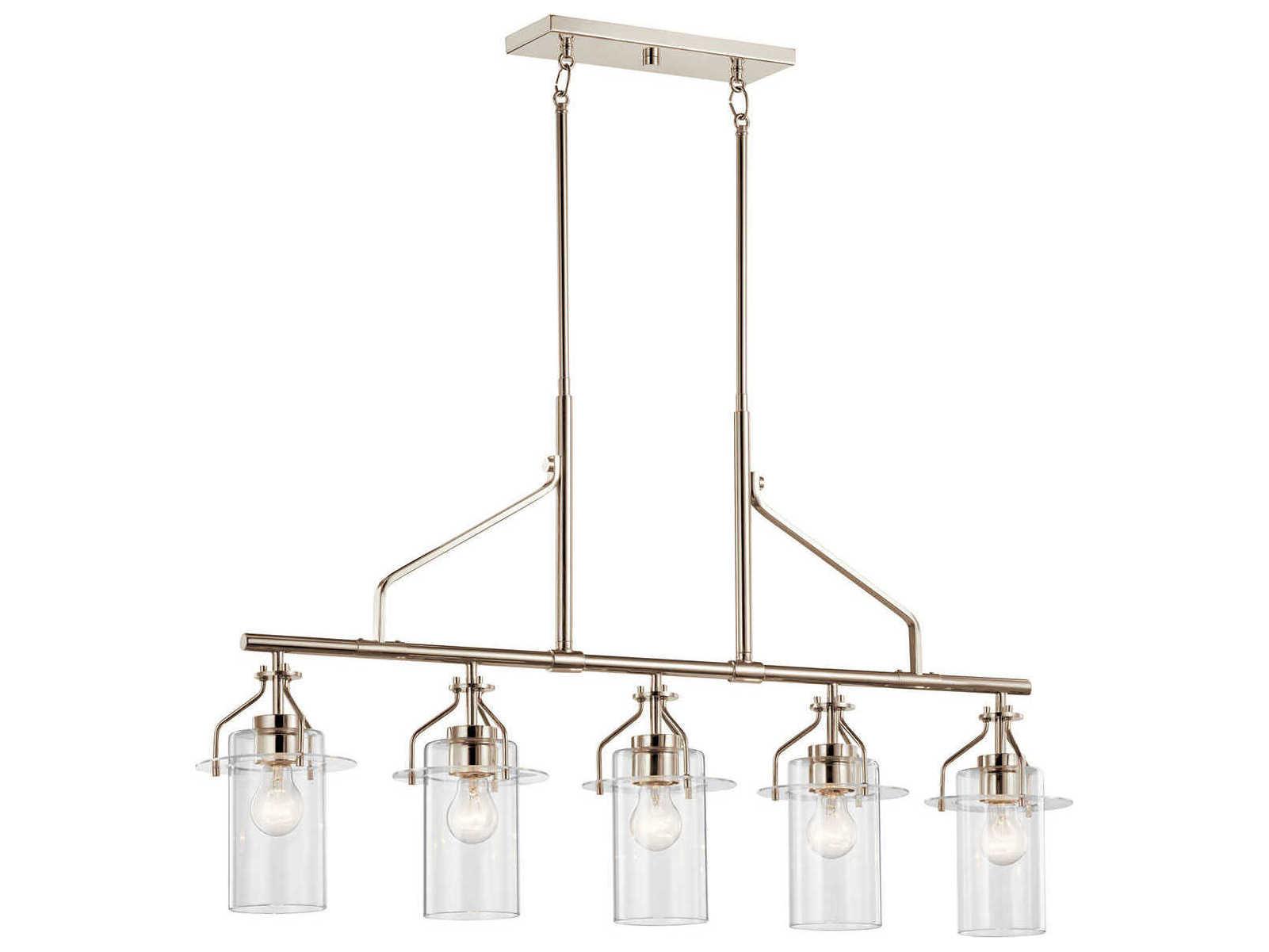 Kichler Everett 5-Light Polished Nickel Glass Cylinder Island Pendant