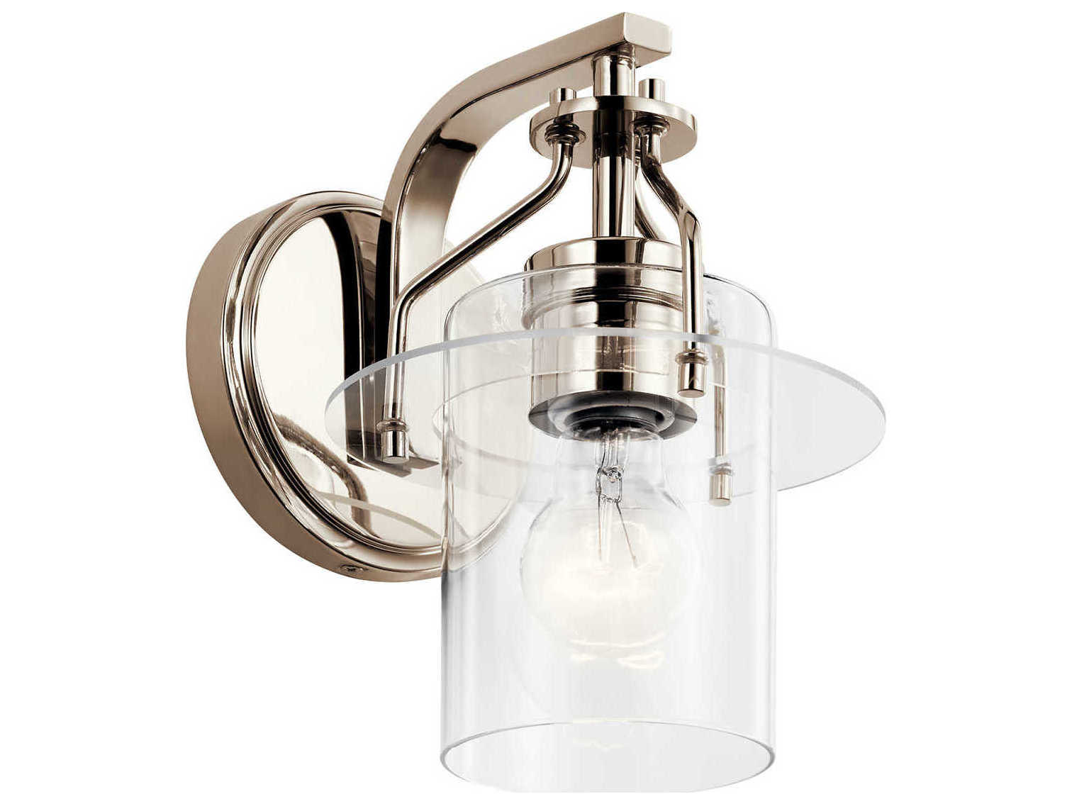 Kichler Everett 1-Light Polished Nickel Glass Wall Sconce