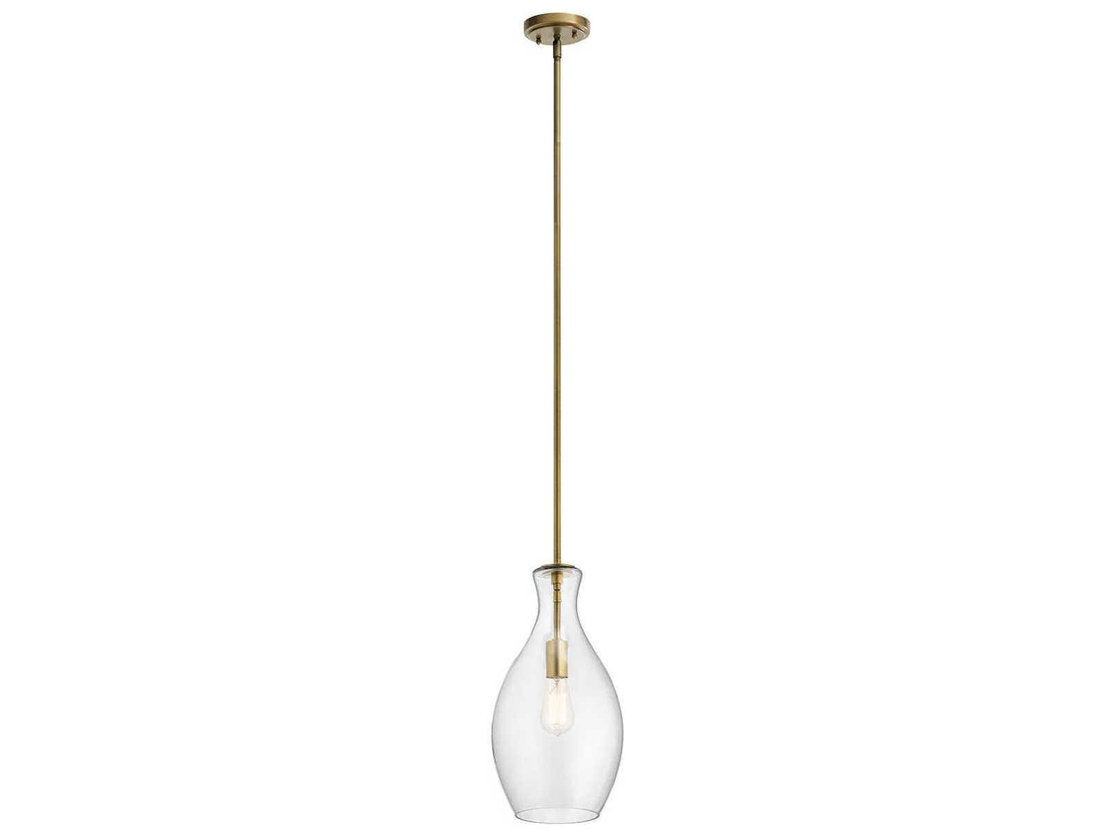 Kichler Everly 1-Light Natural Brass Glass Geometric Mini Pendant