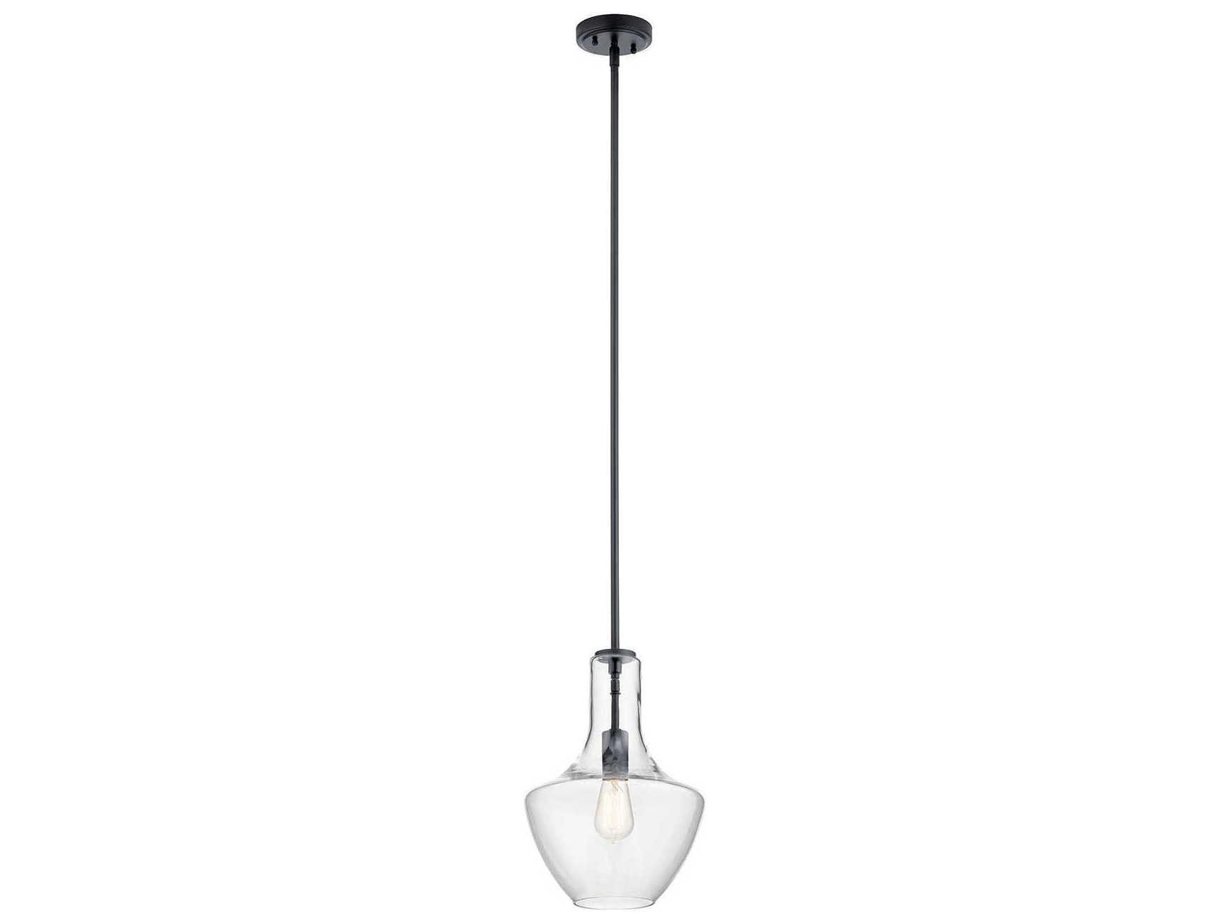 Kichler Everly 1-Light Black Glass Geometric Mini Pendant