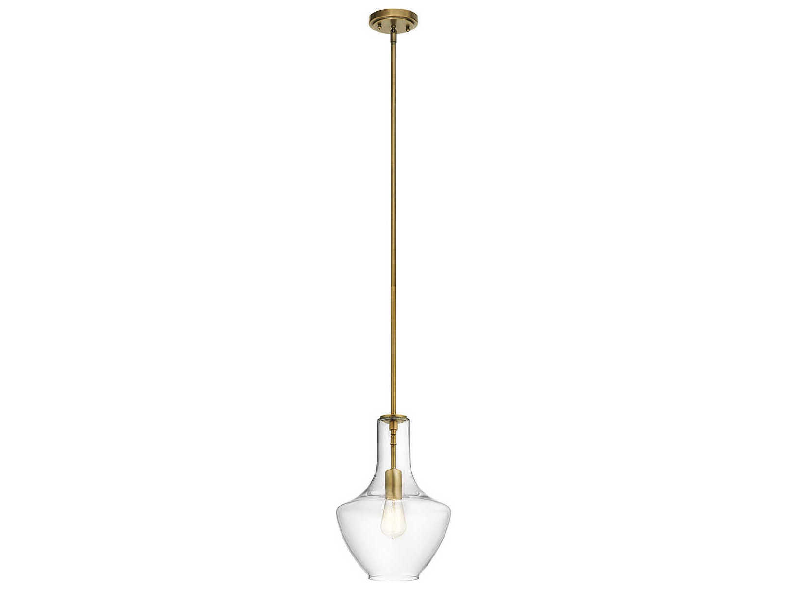Kichler Everly 1-Light Natural Brass Glass Geometric Mini Pendant