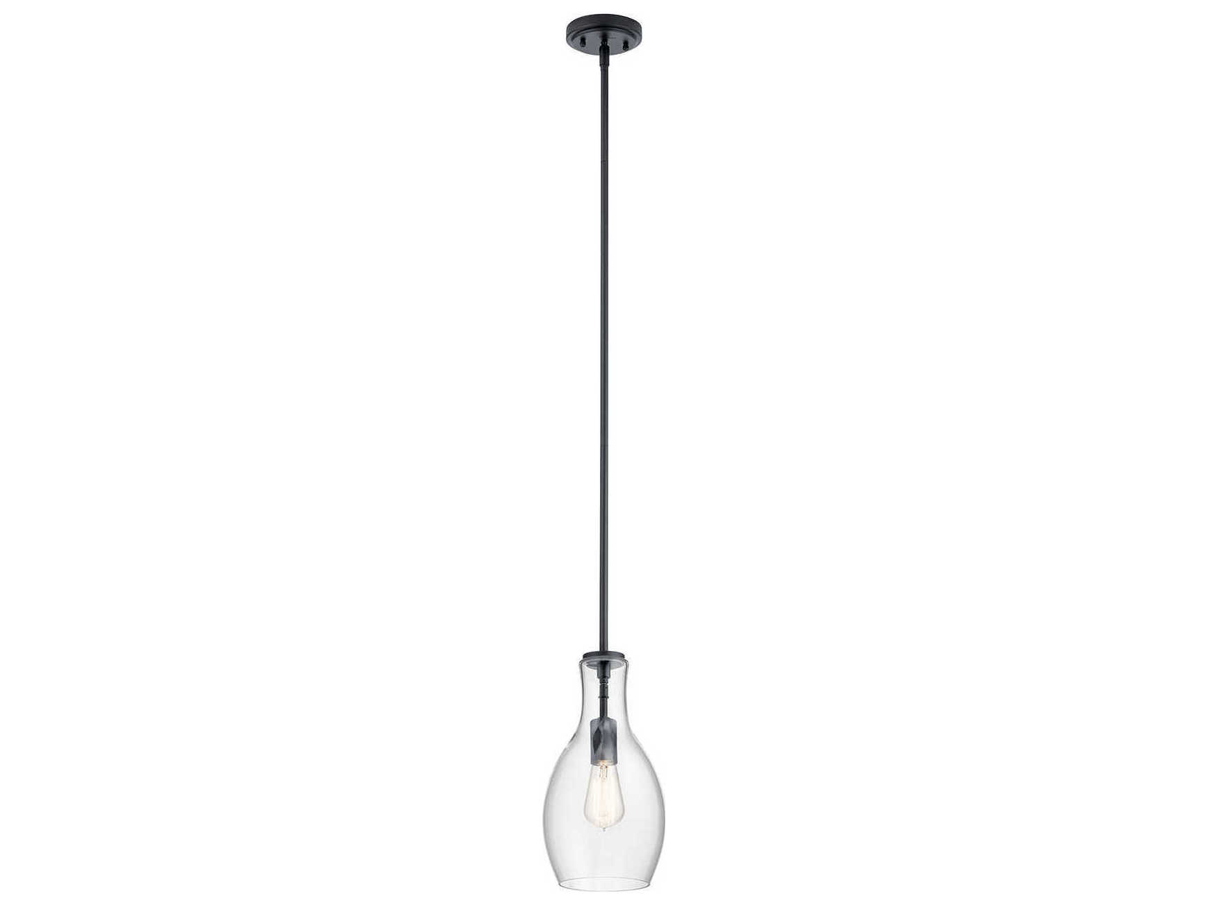 Kichler Everly 1-Light Black Glass Geometric Mini Pendant
