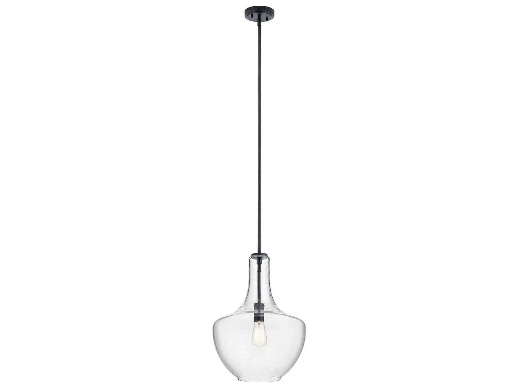 Kichler Everly 1-Light Black Glass Geometric Round Pendant