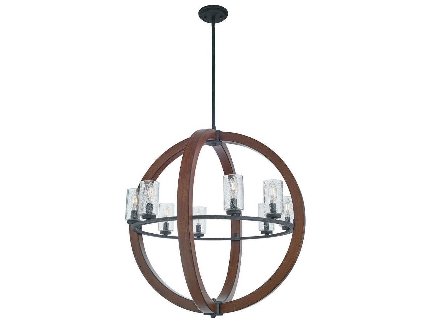 Kichler Grand Bank 8-Light Auburn Stained Black Glass Candelabra Cylinder Geometric Chandelier