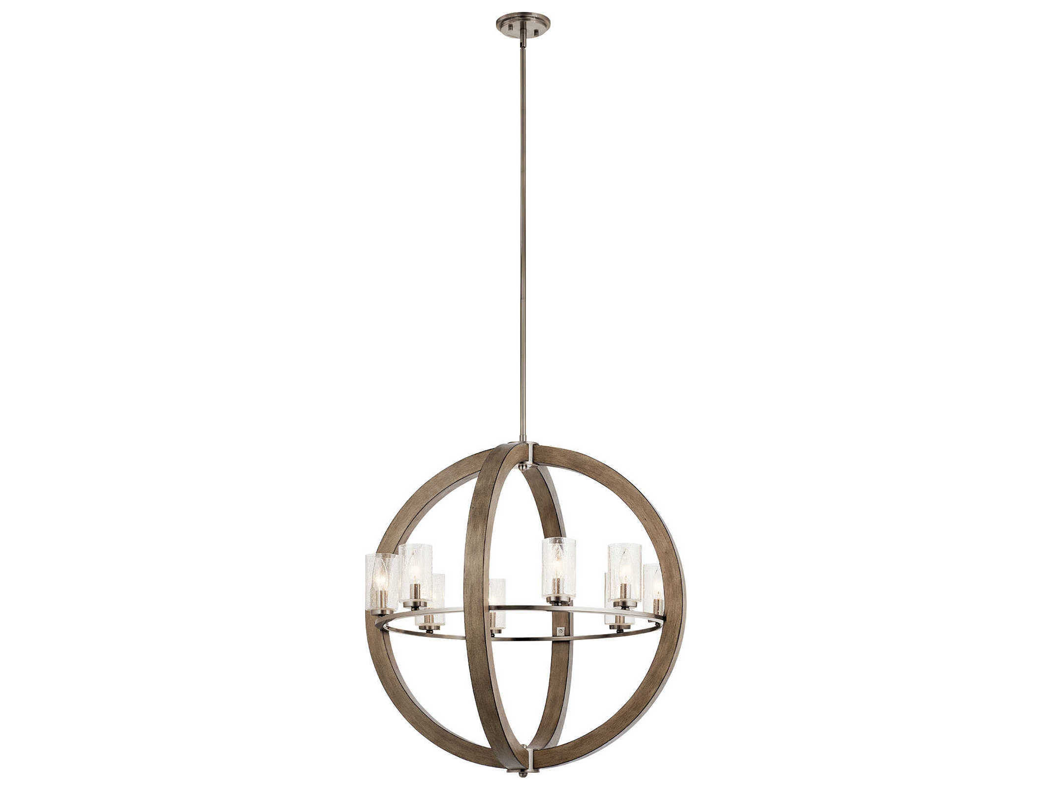 Kichler Grand Bank 8-Light Distressed Antique Gray Glass Candelabra Cylinder Geometric Chandelier