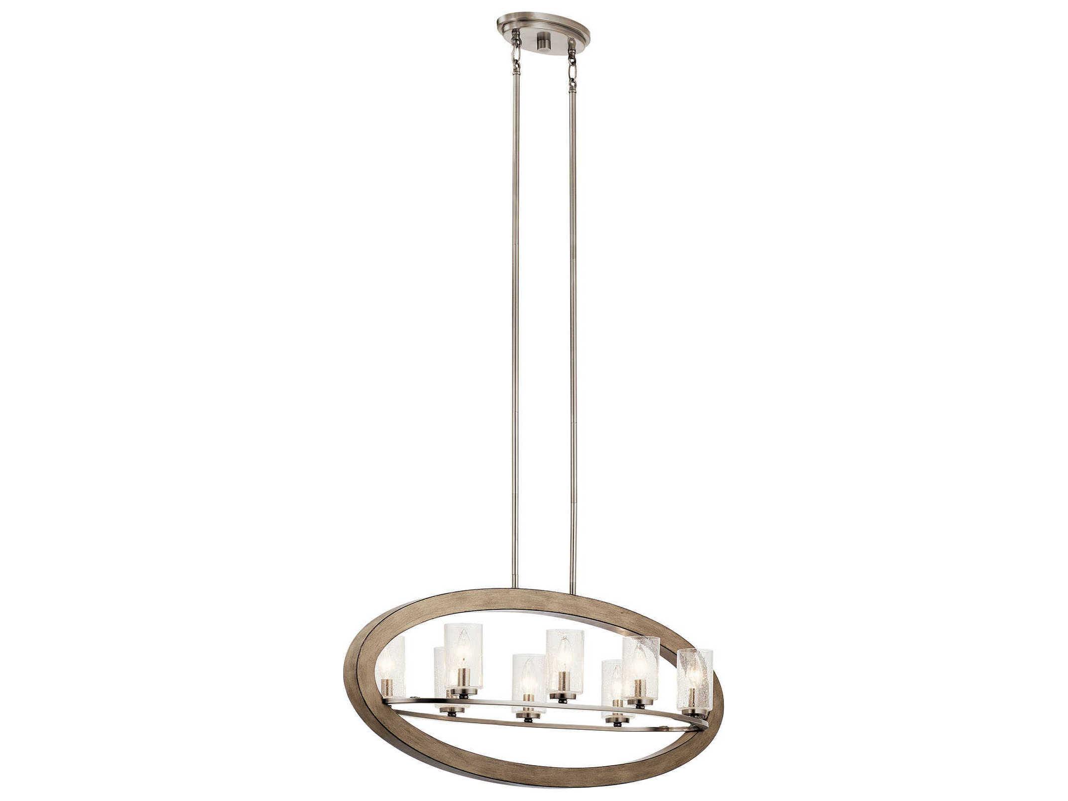 Kichler Grand Bank 8-Light Distressed Antique Gray Glass Cylinder Island Pendant