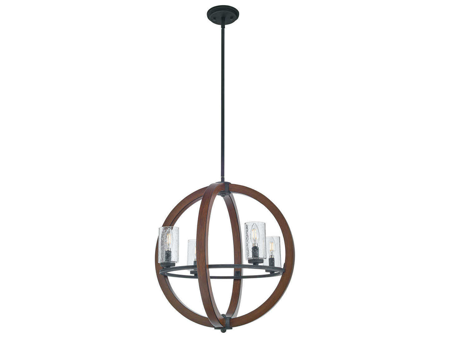 Kichler Grand Bank 4-Light Auburn Stained Black Glass Candelabra Cylinder Geometric Chandelier