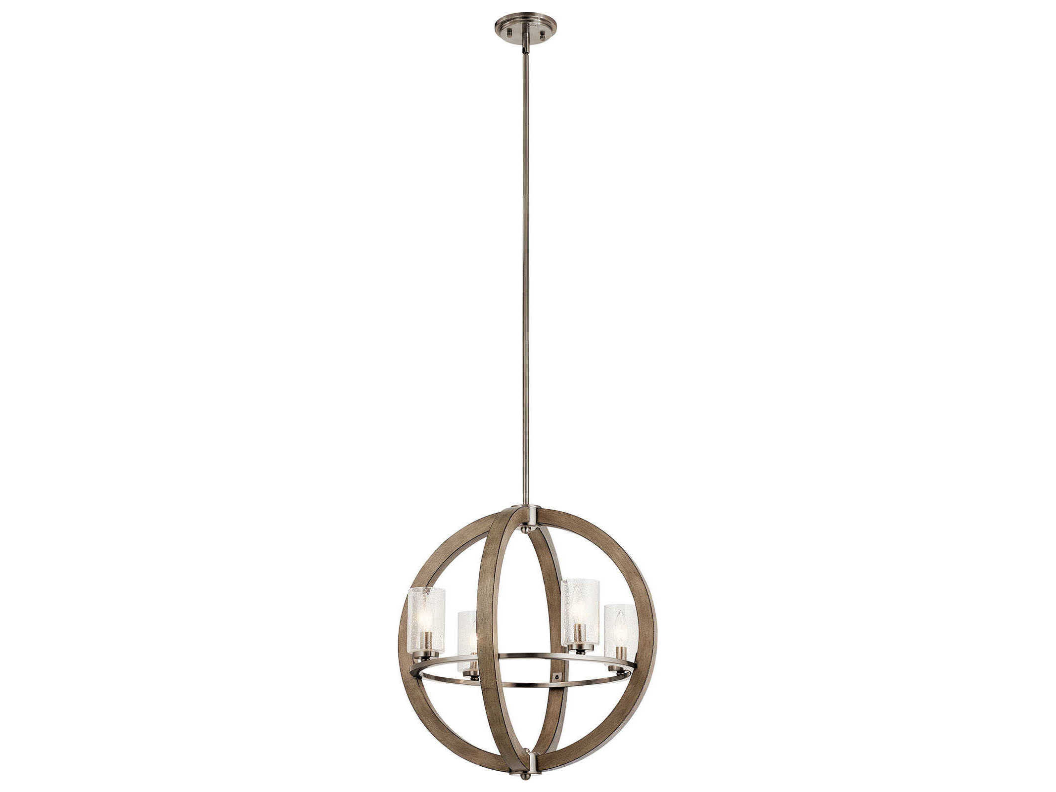 Kichler Grand Bank 4-Light Distressed Antique Gray Glass Candelabra Cylinder Geometric Chandelier