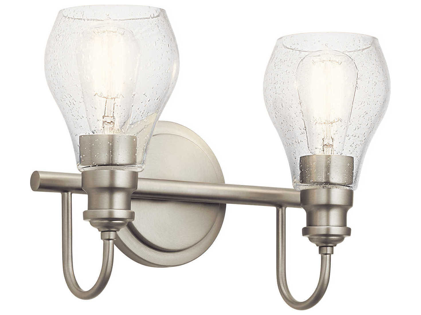 Kichler Greenbrier 2-Light Brushed Nickel Glass Vanity Light