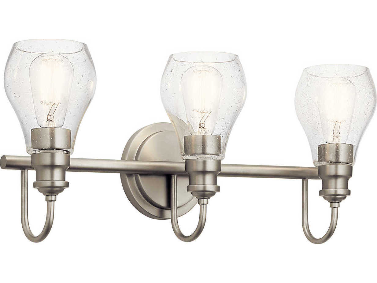 Kichler Greenbrier 3-Light Brushed Nickel Glass Vanity Light