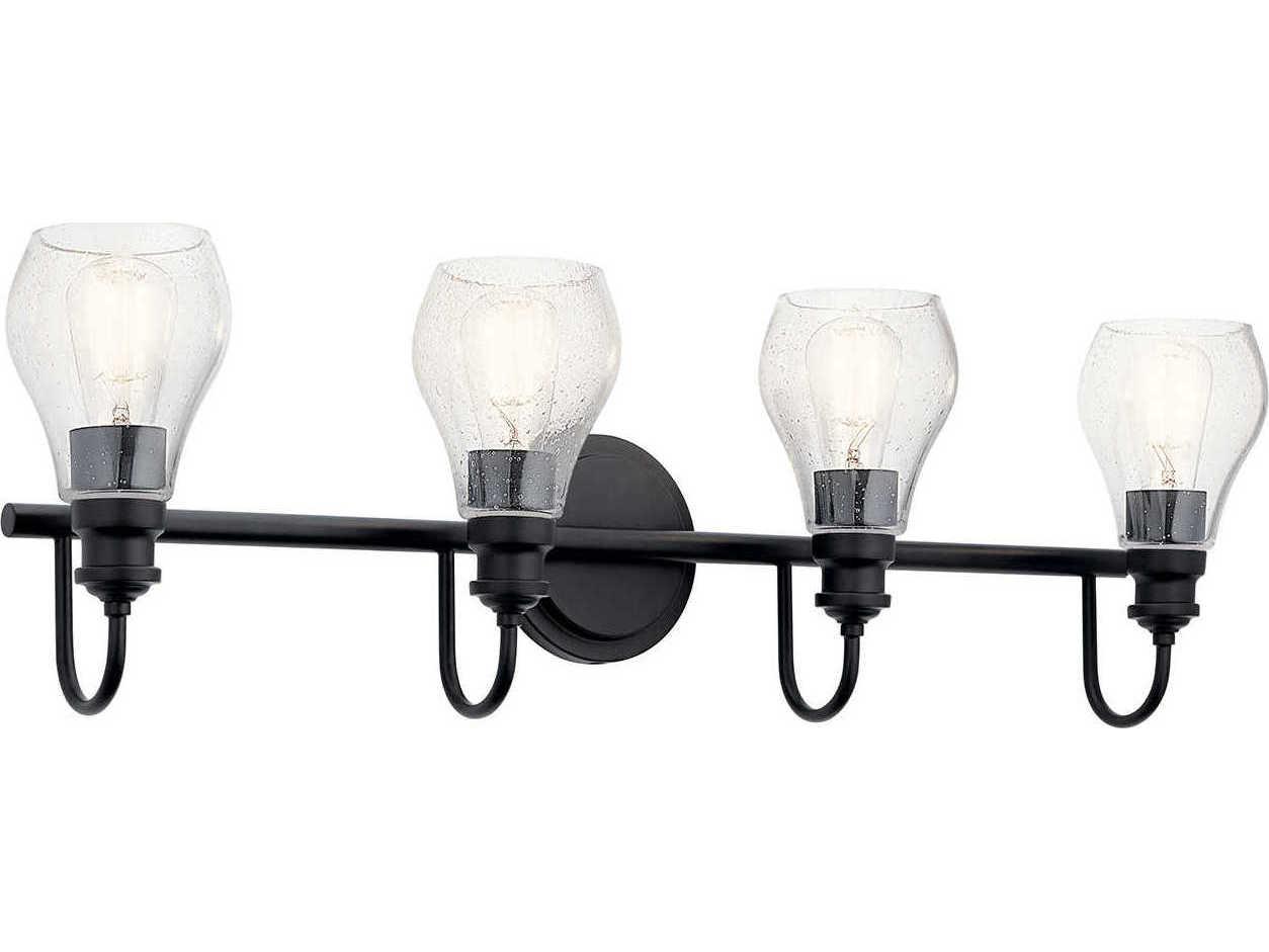 Kichler Greenbrier 4-Light Black Glass Vanity Light