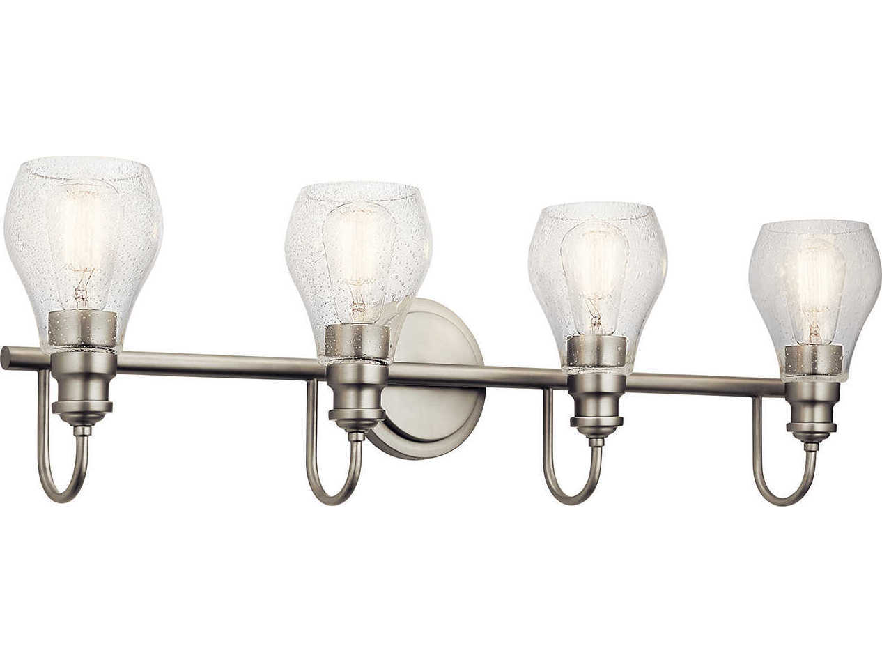 Kichler Greenbrier 4-Light Brushed Nickel Glass Vanity Light