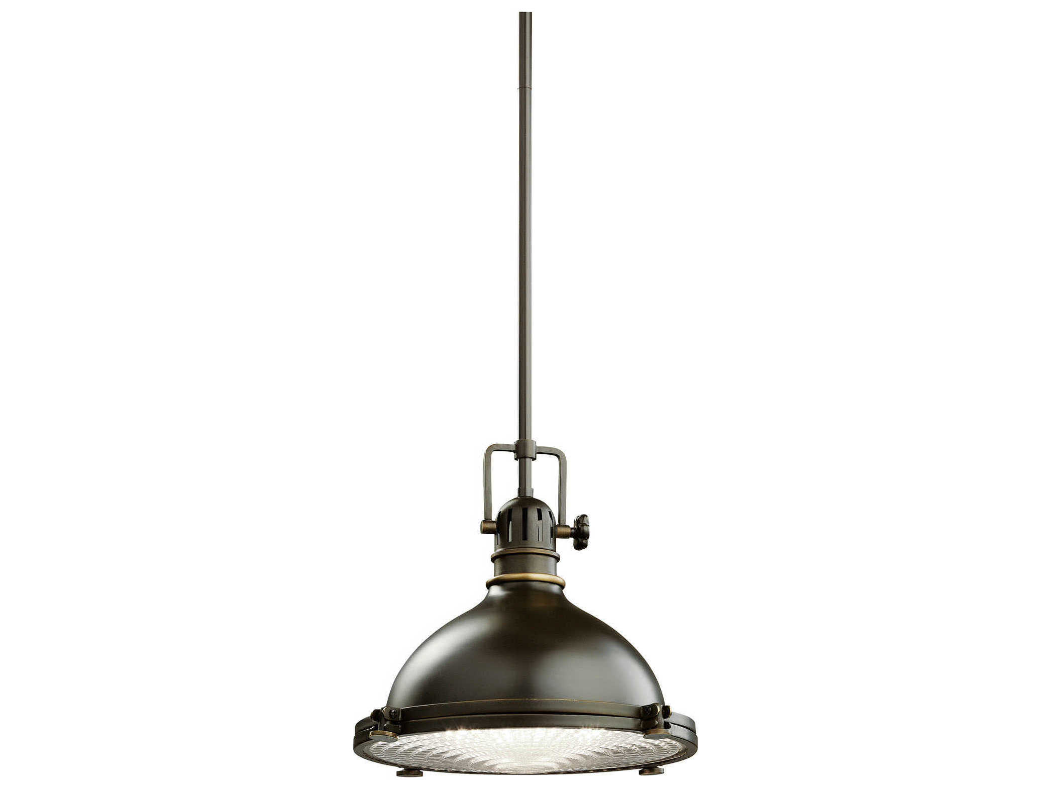 Kichler Hatteras Bay 1-Light Olde Bronze Glass Round Mini Pendant