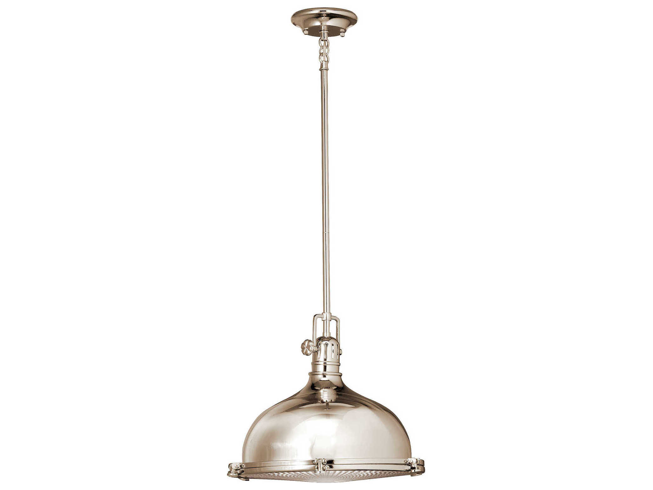 Kichler Hatteras Bay 1-Light Polished Nickel Glass Round Pendant