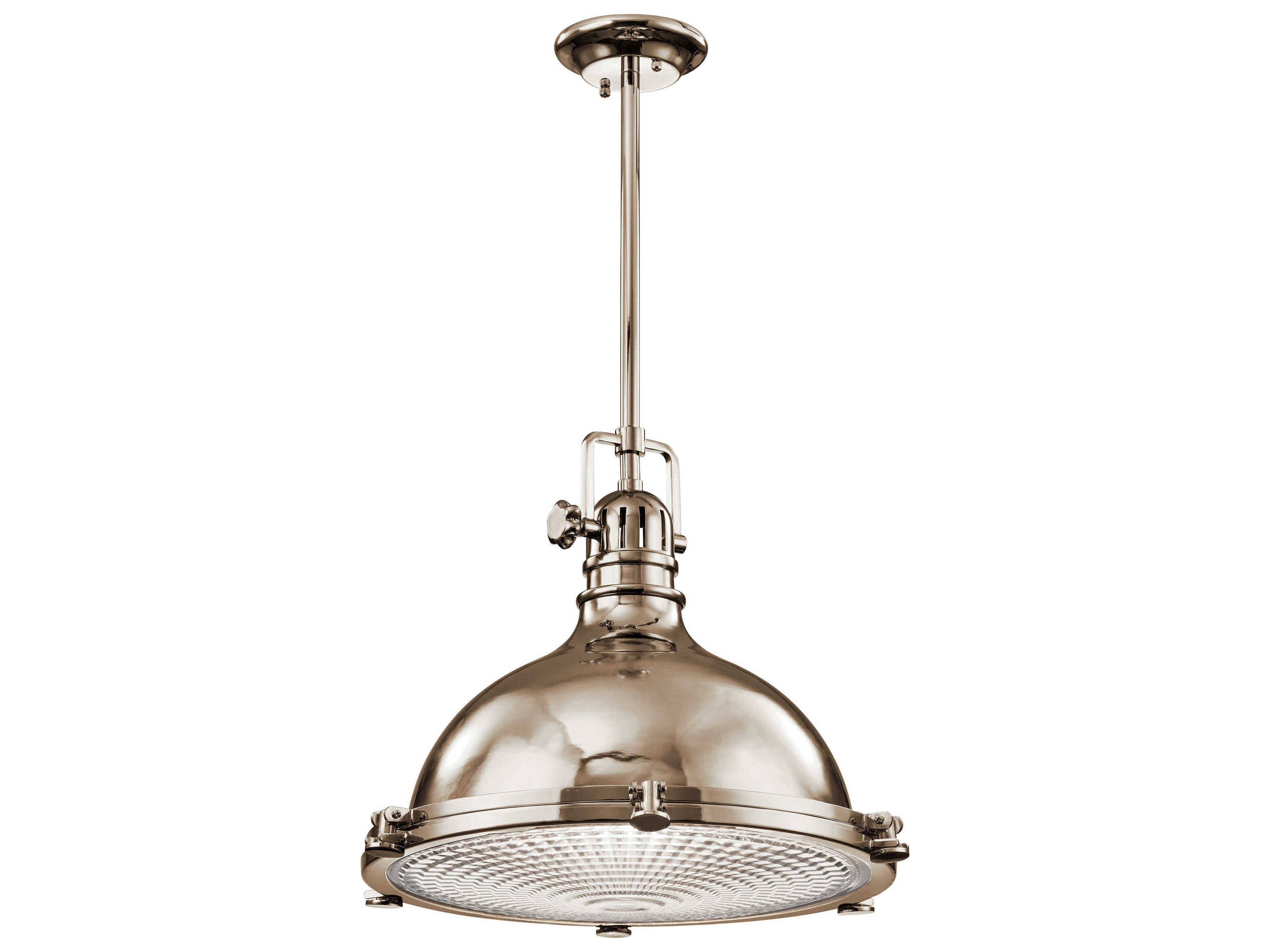 Kichler Hatteras Bay 1-Light Polished Nickel Glass Round Pendant