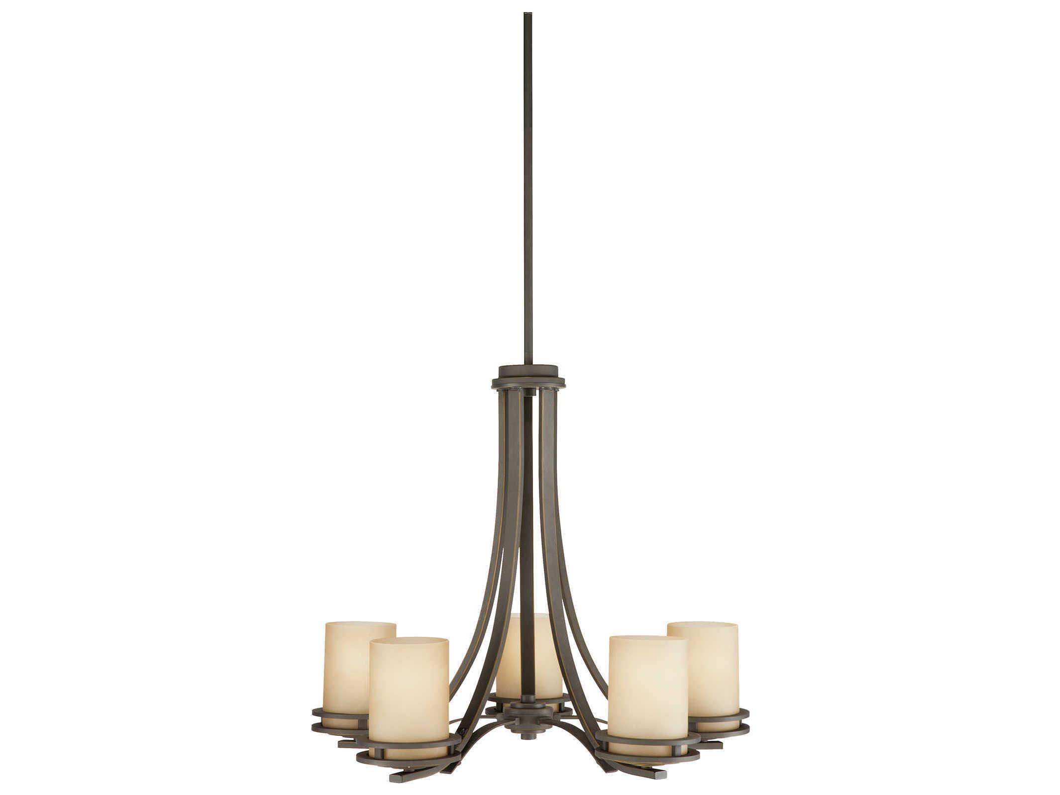 Kichler Hendrik 5-Light Olde Bronze Glass Cylinder Chandelier