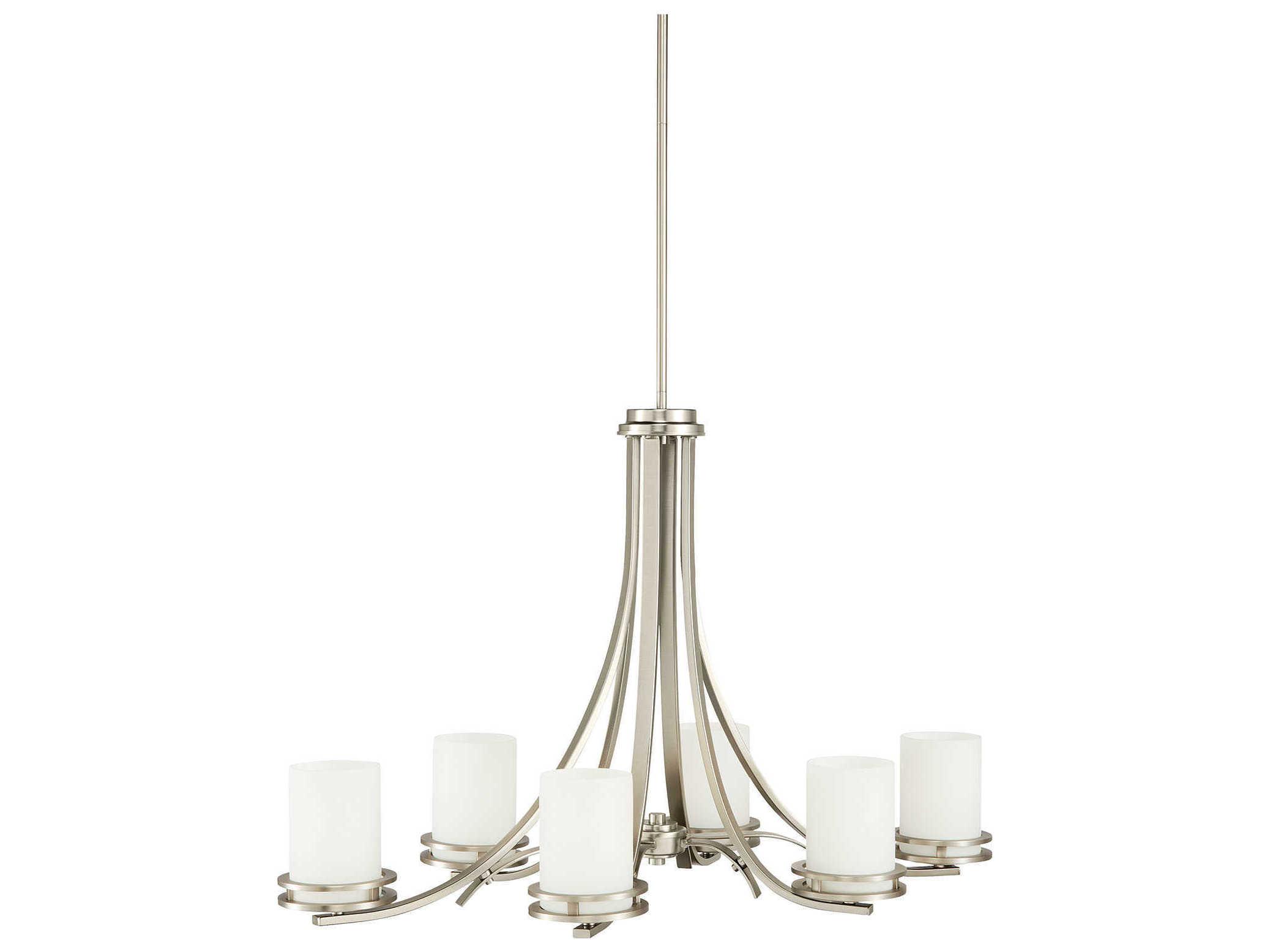 Kichler Hendrik 6-Light Brushed Nickel Glass Cylinder Island Pendant