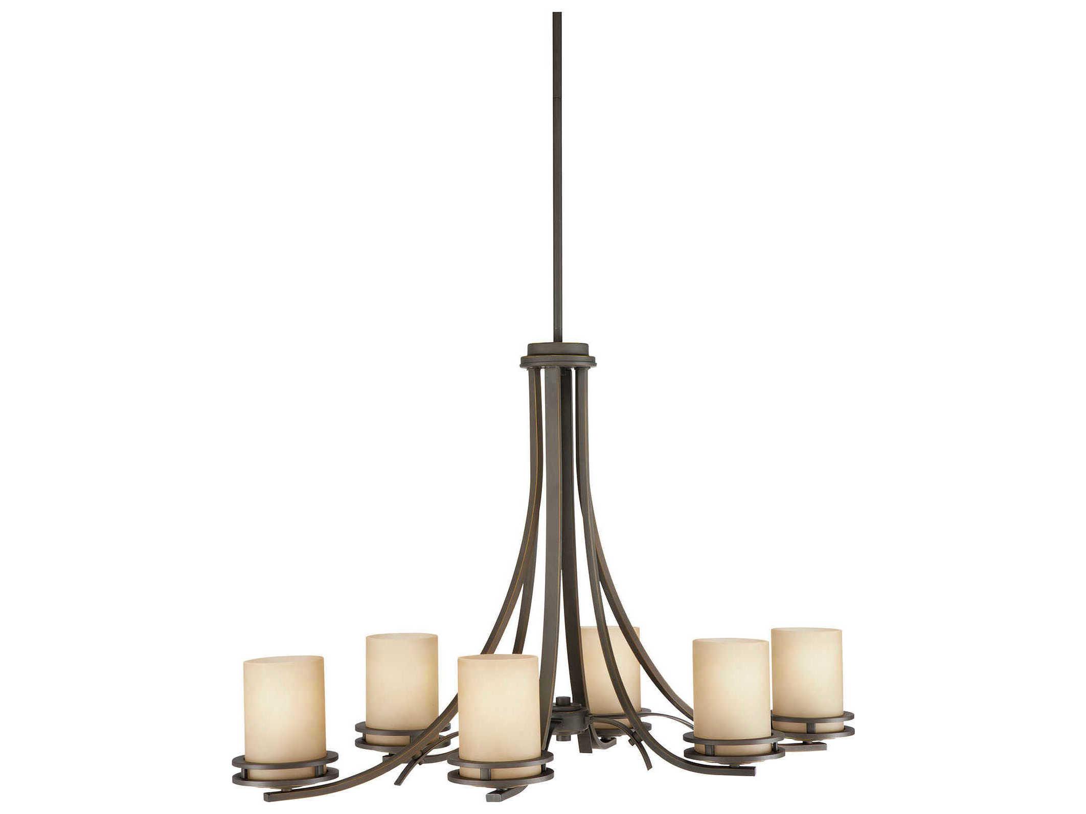 Kichler Hendrik 6-Light Olde Bronze Glass Cylinder Island Pendant