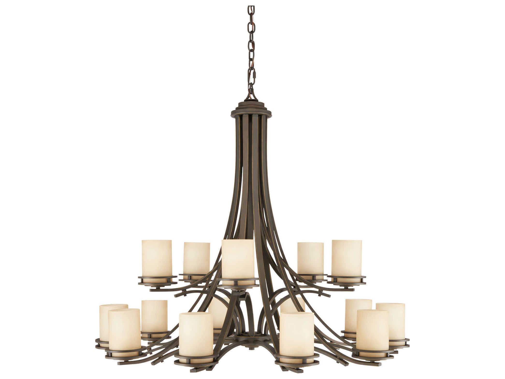 Kichler Hendrik 15-Light Olde Bronze Glass Cylinder Chandelier