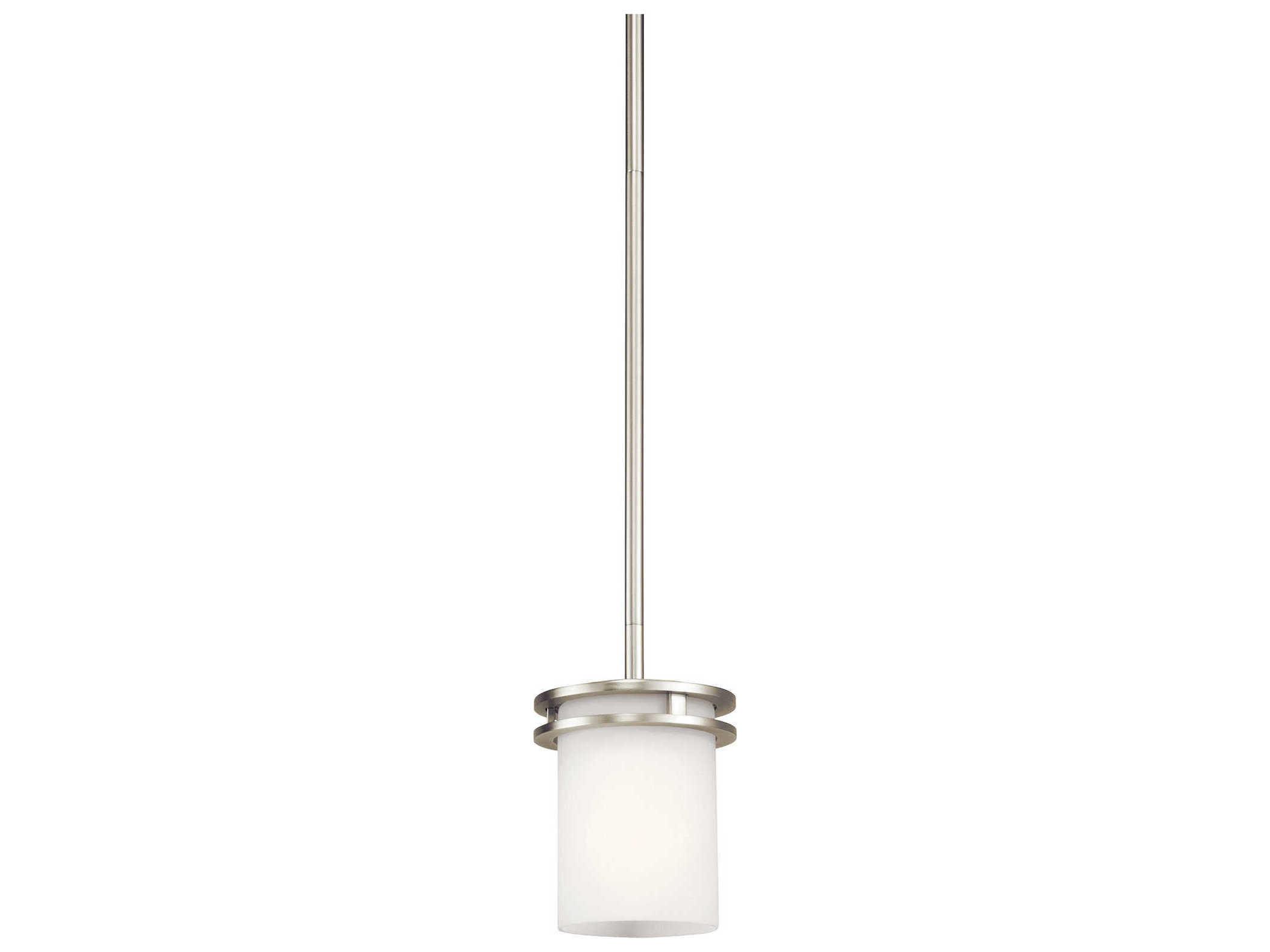 Kichler Hendrik 1-Light Brushed Nickel Glass Cylinder Mini Pendant