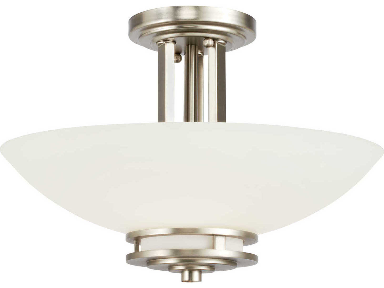 Kichler Hendrik 2-Light Brushed Nickel Glass Bowl Round Semi Flush Mount