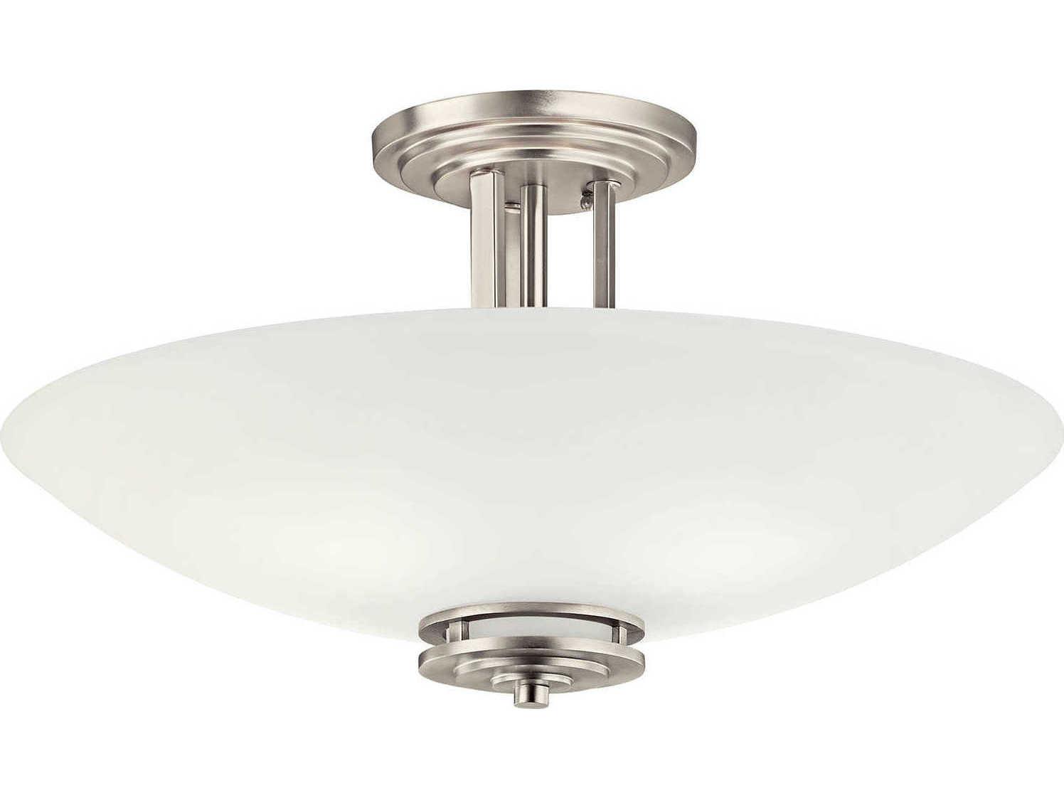 Kichler Hendrik 4-Light Brushed Nickel Glass Bowl Round Semi Flush Mount