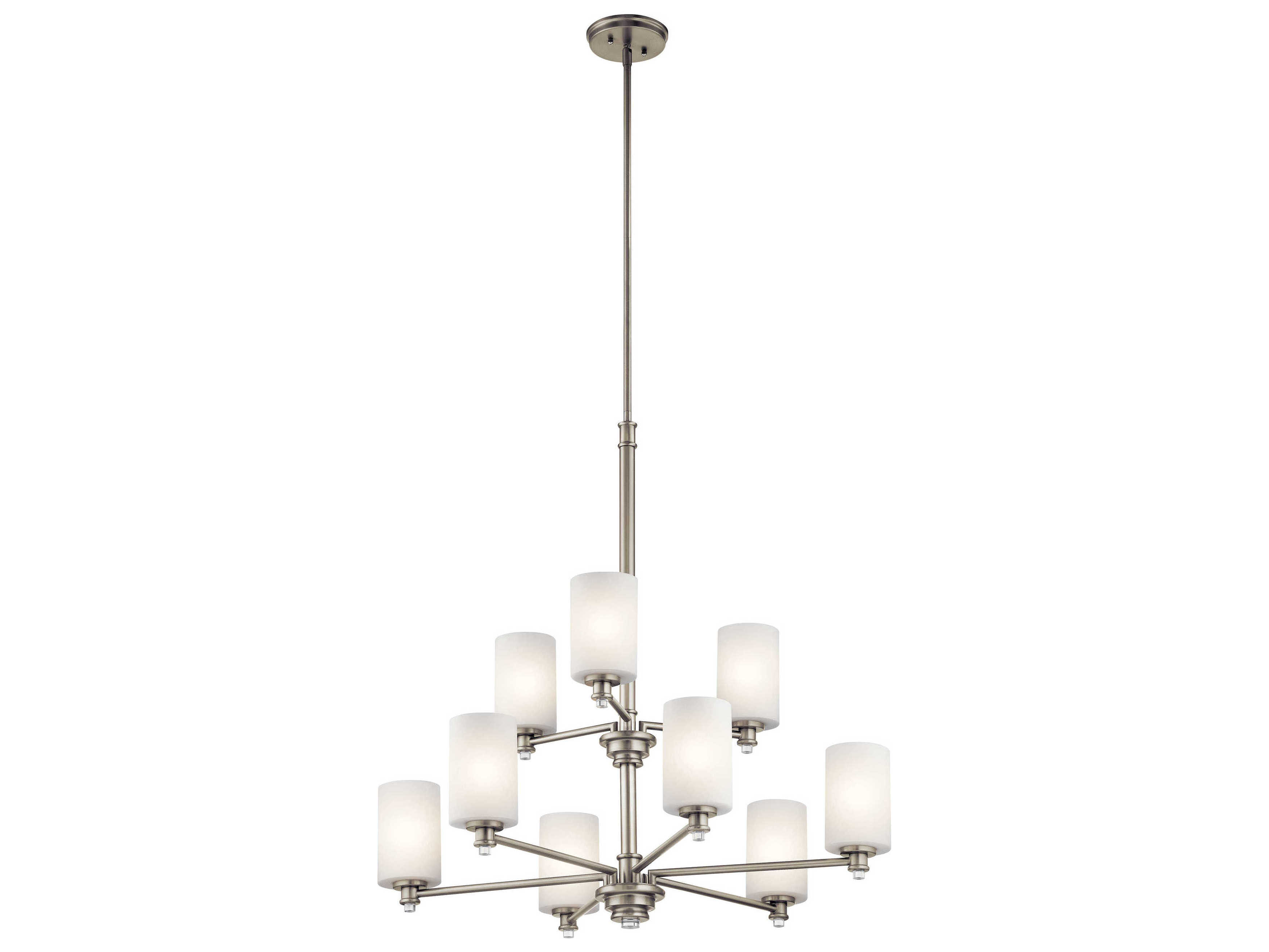 Kichler Joelson 9-Light Brushed Nickel Glass Cylinder Chandelier