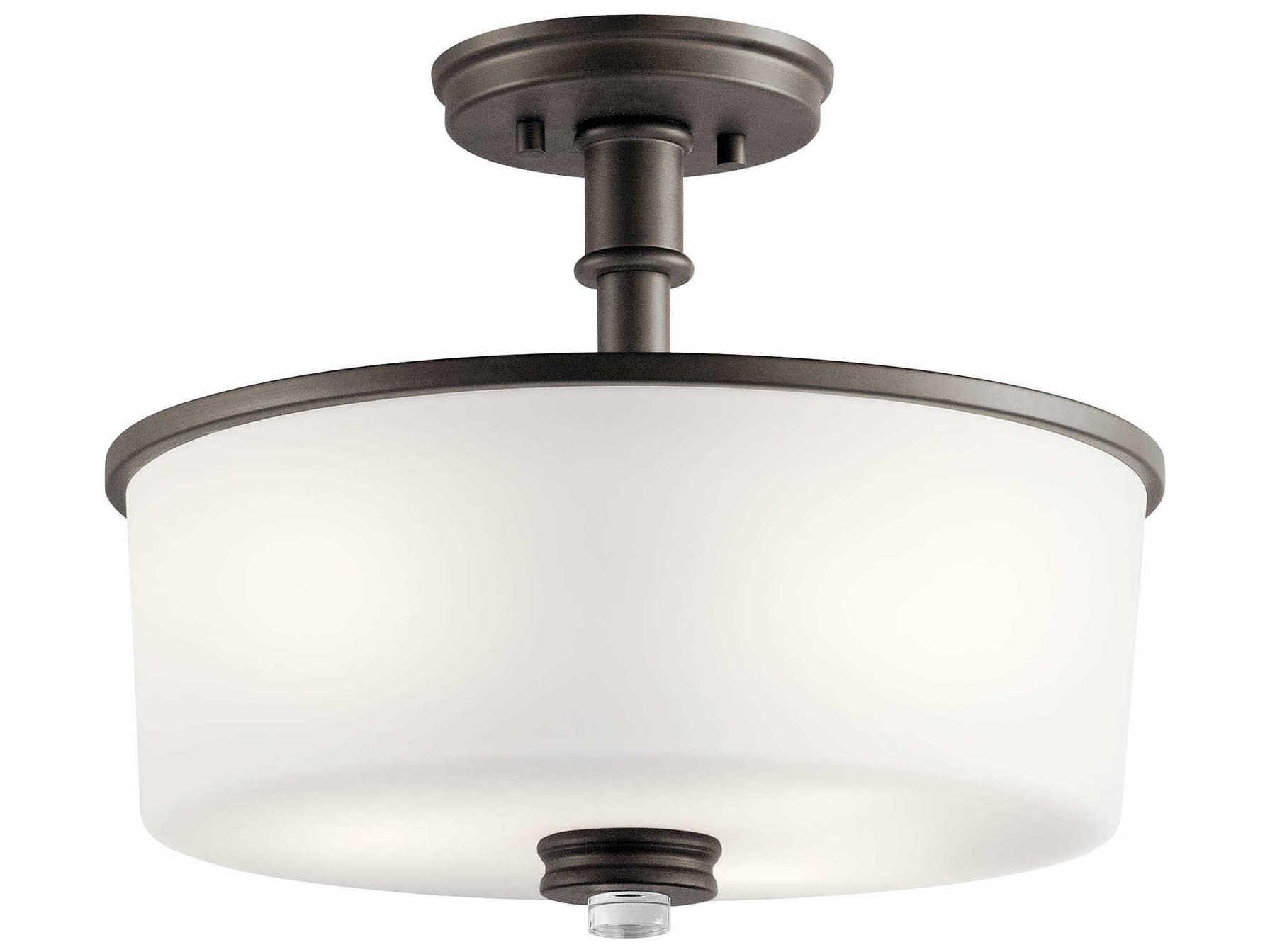 Kichler Joelson 3-Light Olde Bronze Glass Drum Round Semi Flush Mount