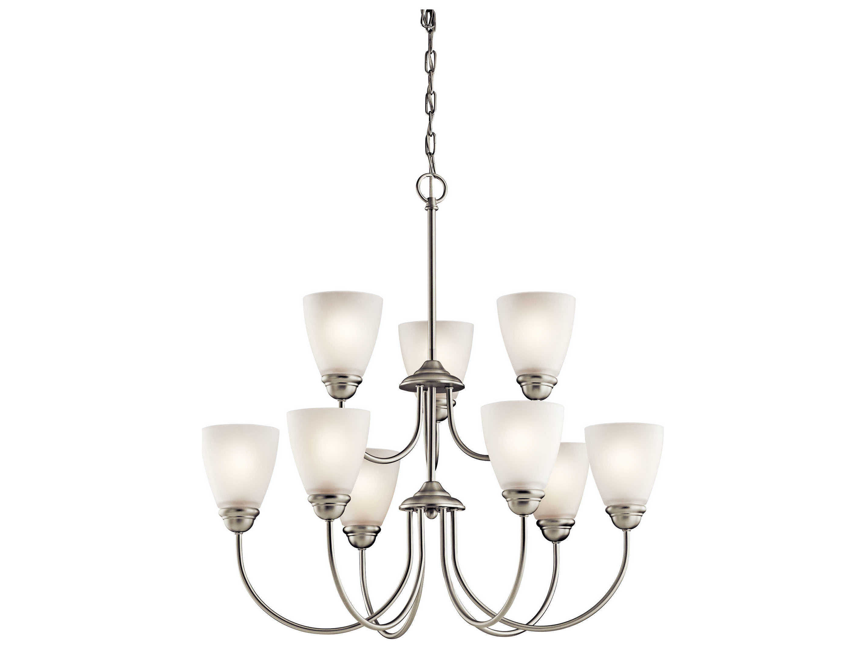 Kichler Jolie 9-Light Brushed Nickel Glass Bell Chandelier