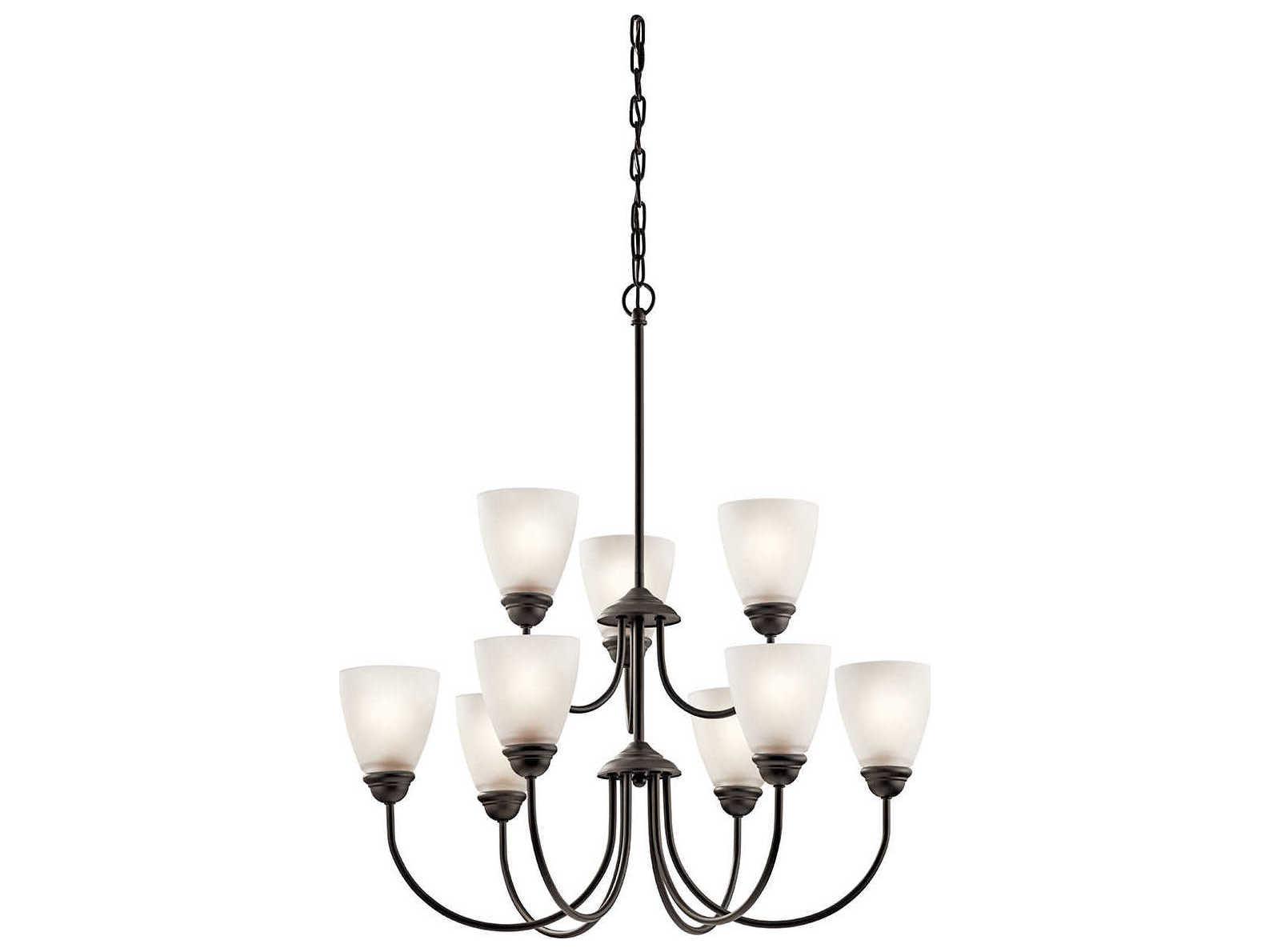 Kichler Jolie 9-Light Olde Bronze Glass LED Bell Chandelier