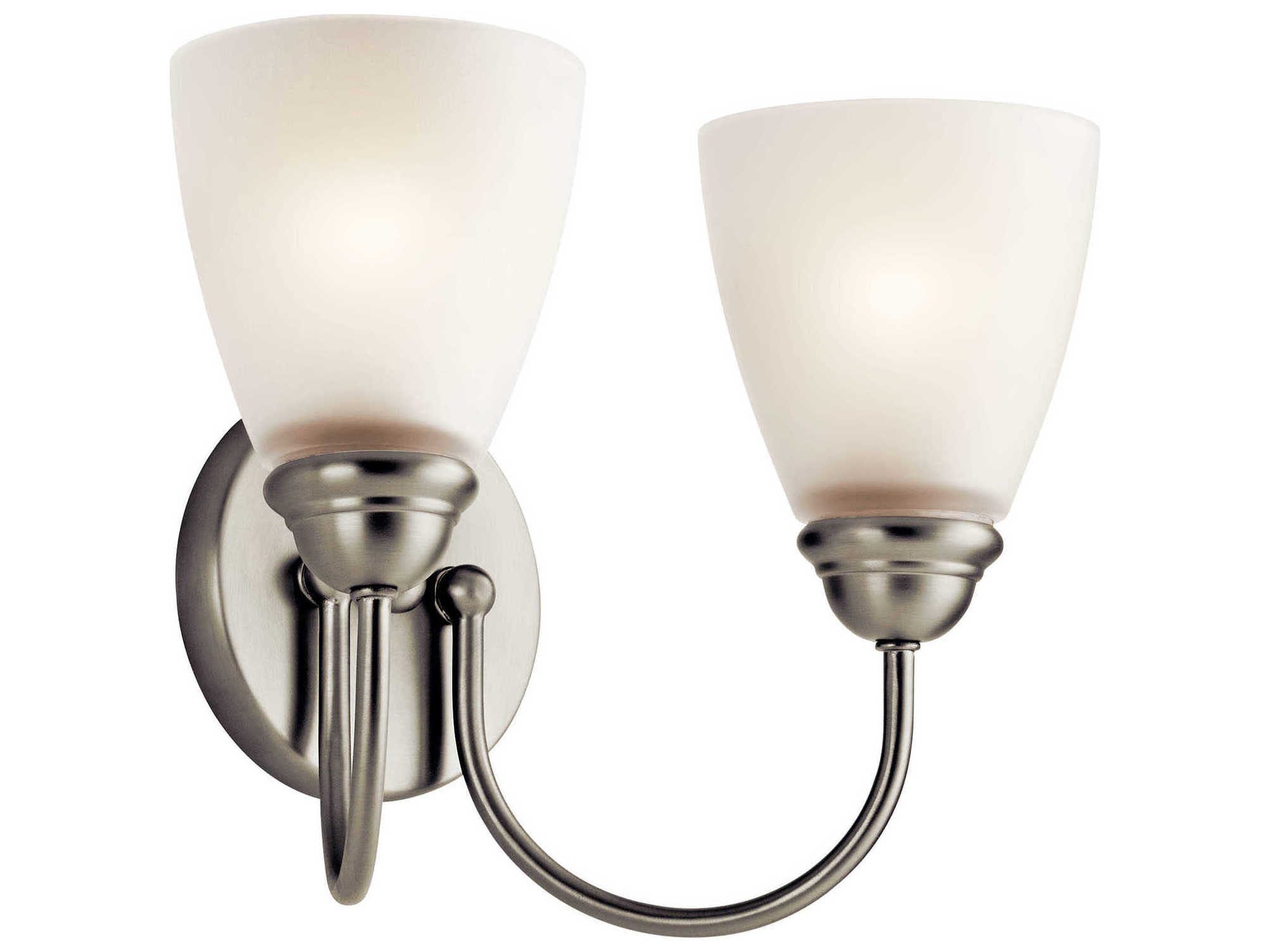 Kichler Jolie 2-Light Brushed Nickel Glass Vanity Light