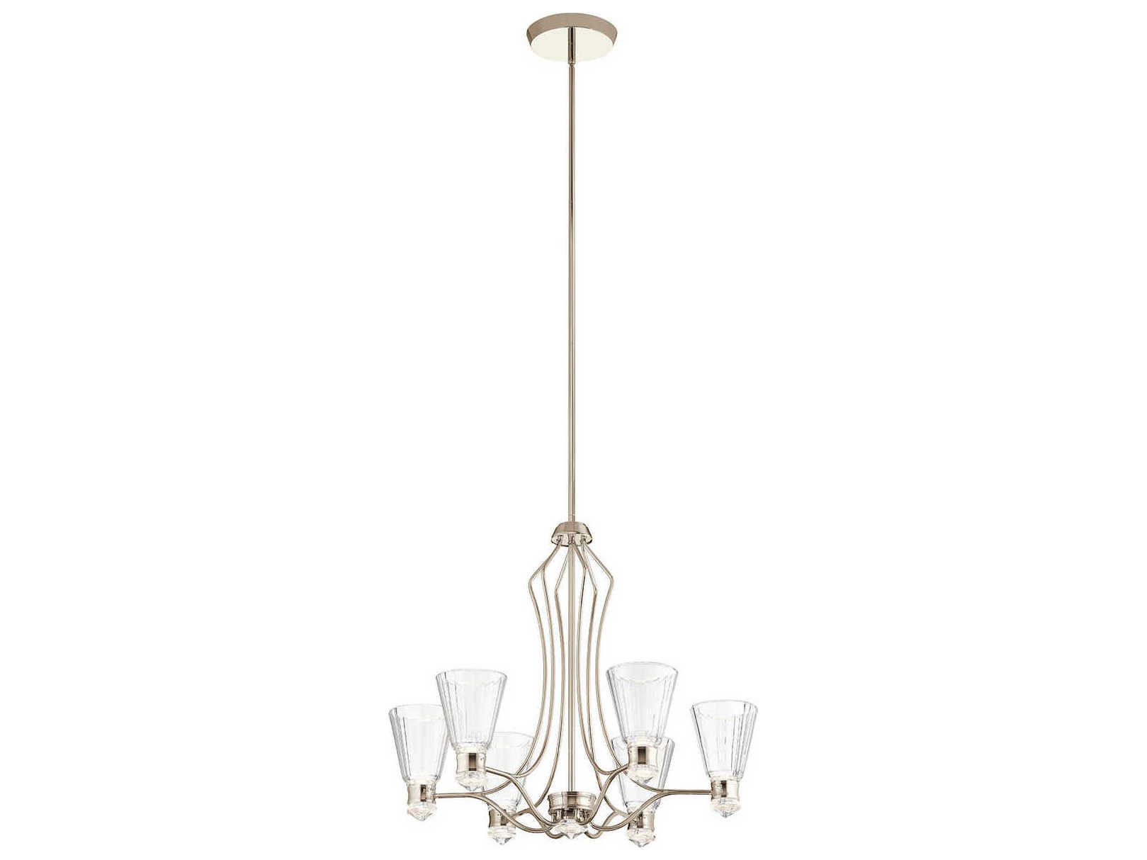 Kichler Kayva 6-Light Polished Nickel Glass Bell Chandelier
