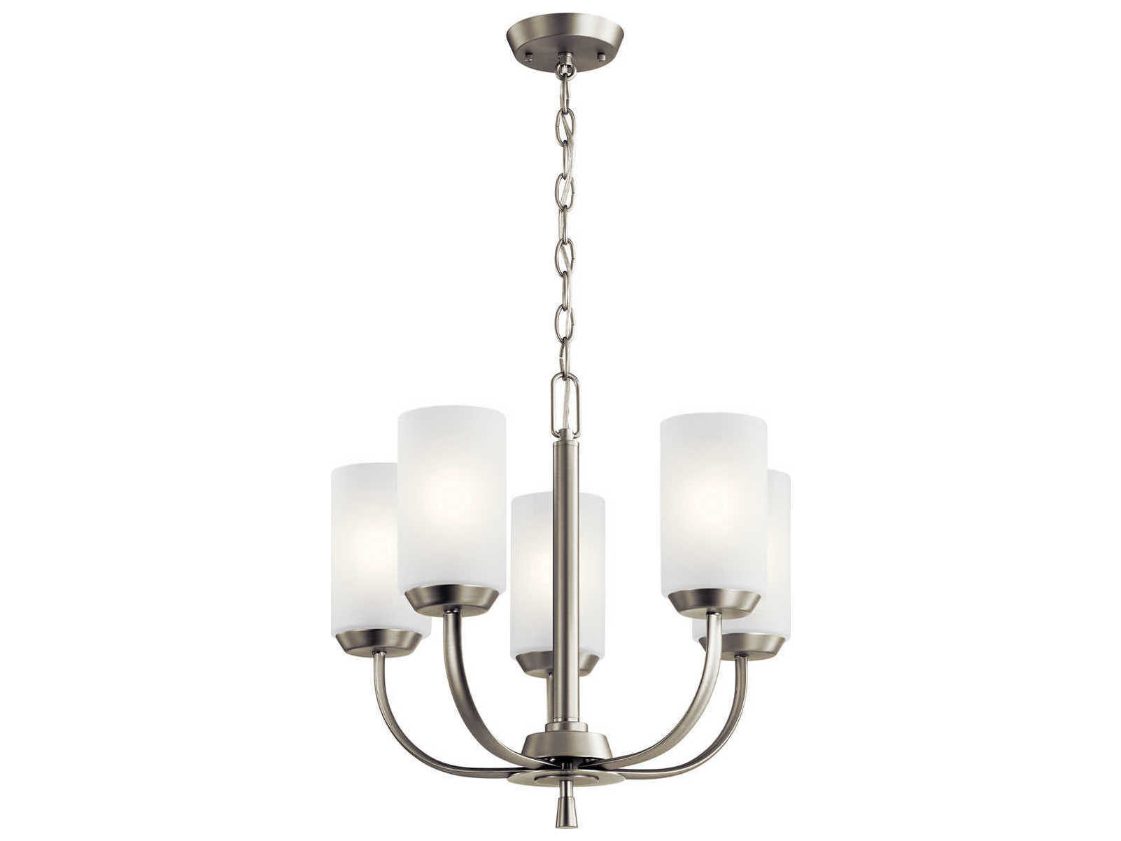 Kichler Kennewick 5-Light Brushed Nickel Glass Candelabra Cylinder Chandelier
