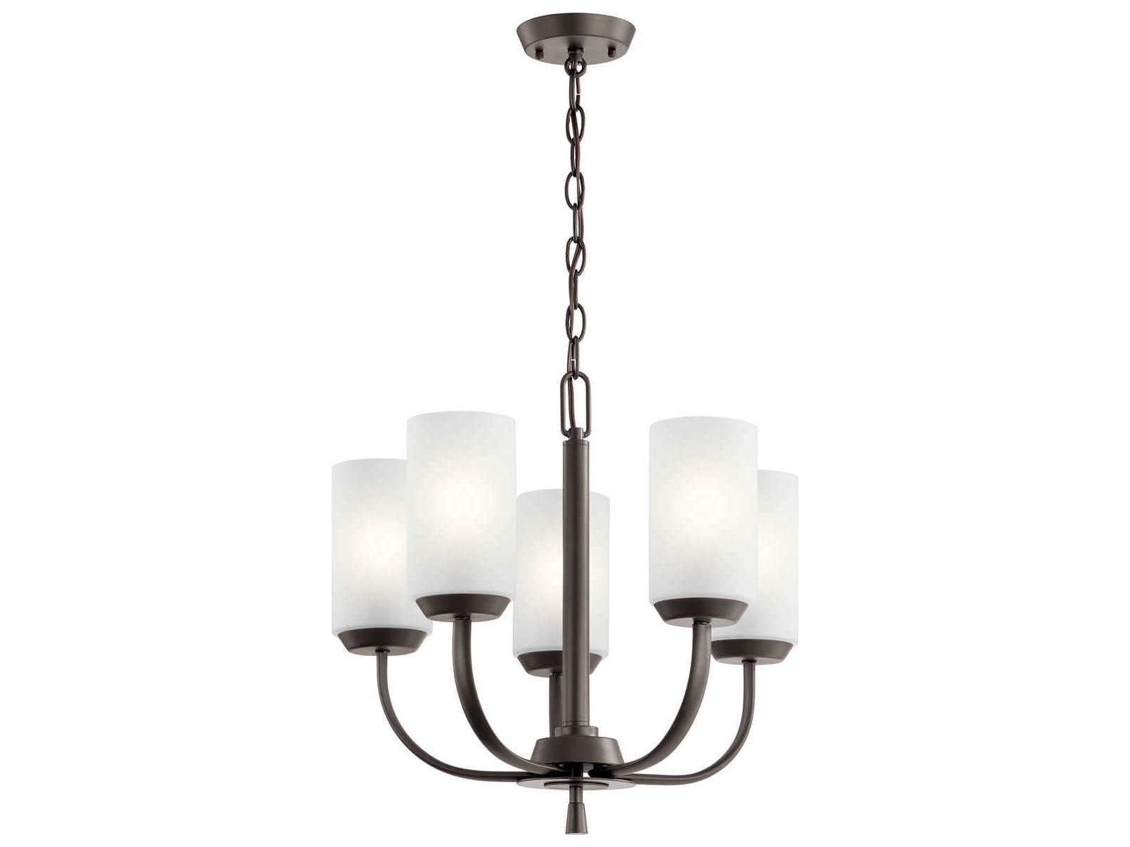 Kichler Kennewick 5-Light Olde Bronze Glass Candelabra Cylinder Chandelier