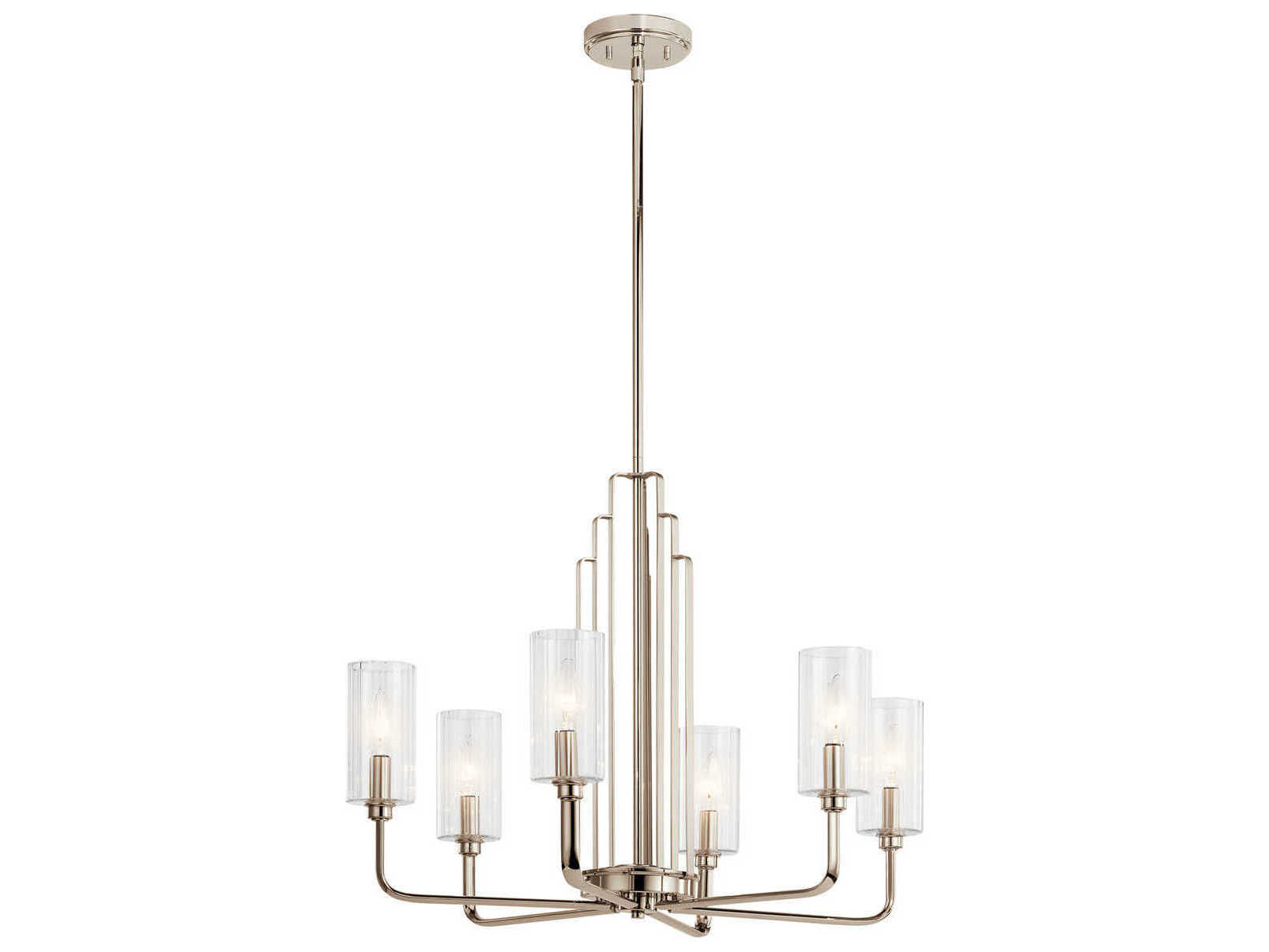 Kichler Kimrose 6-Light Polished Nickel Glass Candelabra Cylinder Chandelier