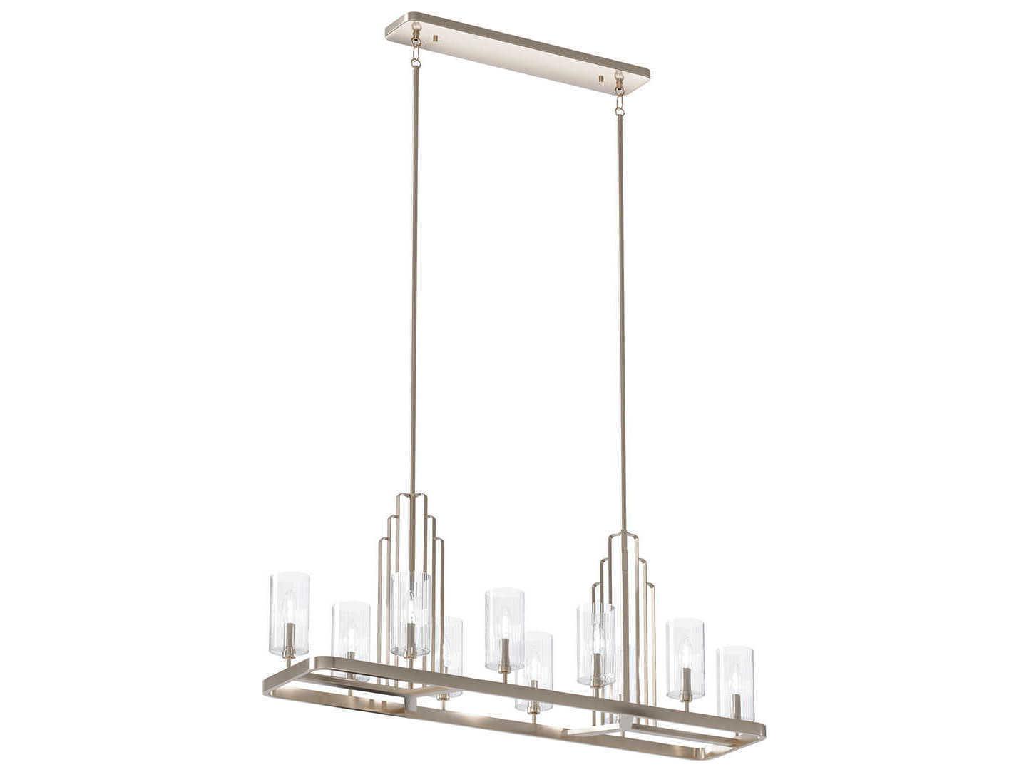Kichler Kimrose 10-Light Polished Nickel Glass Cylinder Island Pendant
