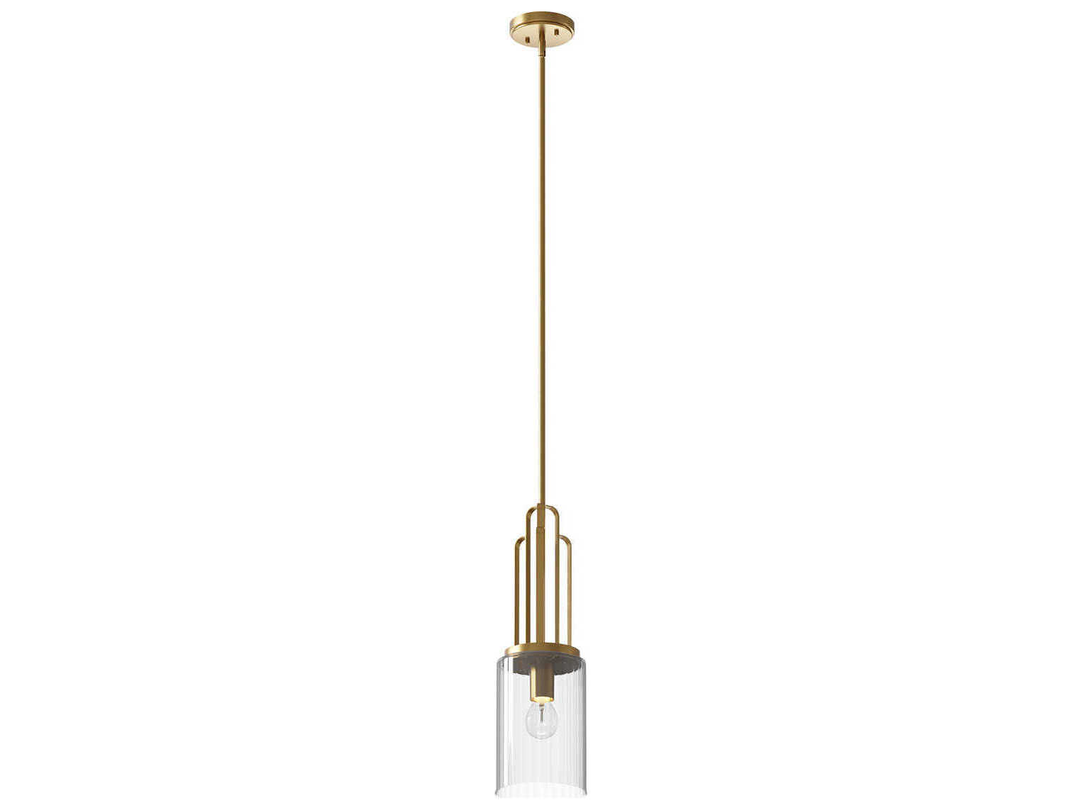 Kichler Kimrose 1-Light Brushed Natural Brass Glass Cylinder Mini Pendant
