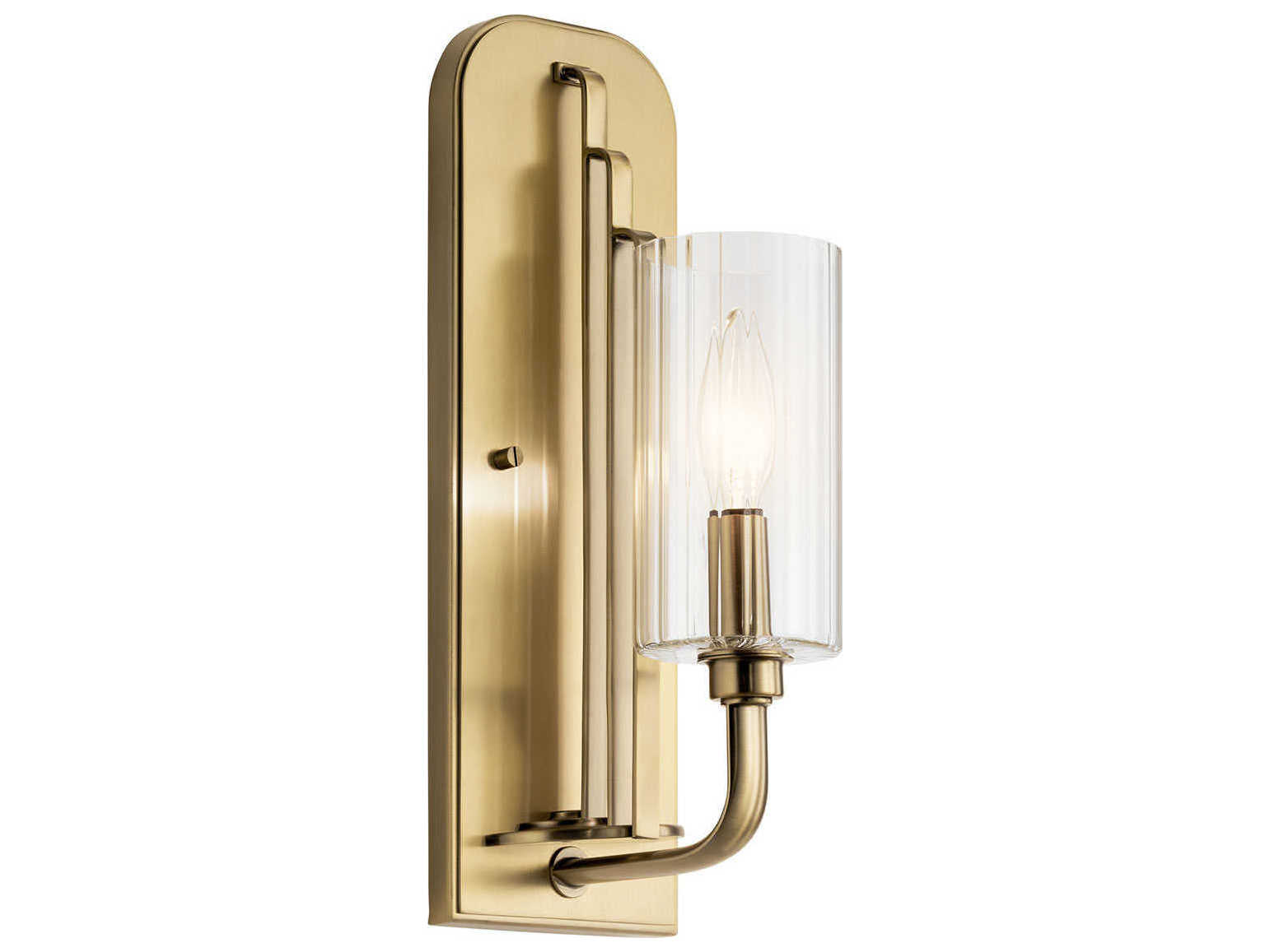 Kichler Kimrose 1-Light Brushed Natural Brass Glass Wall Sconce