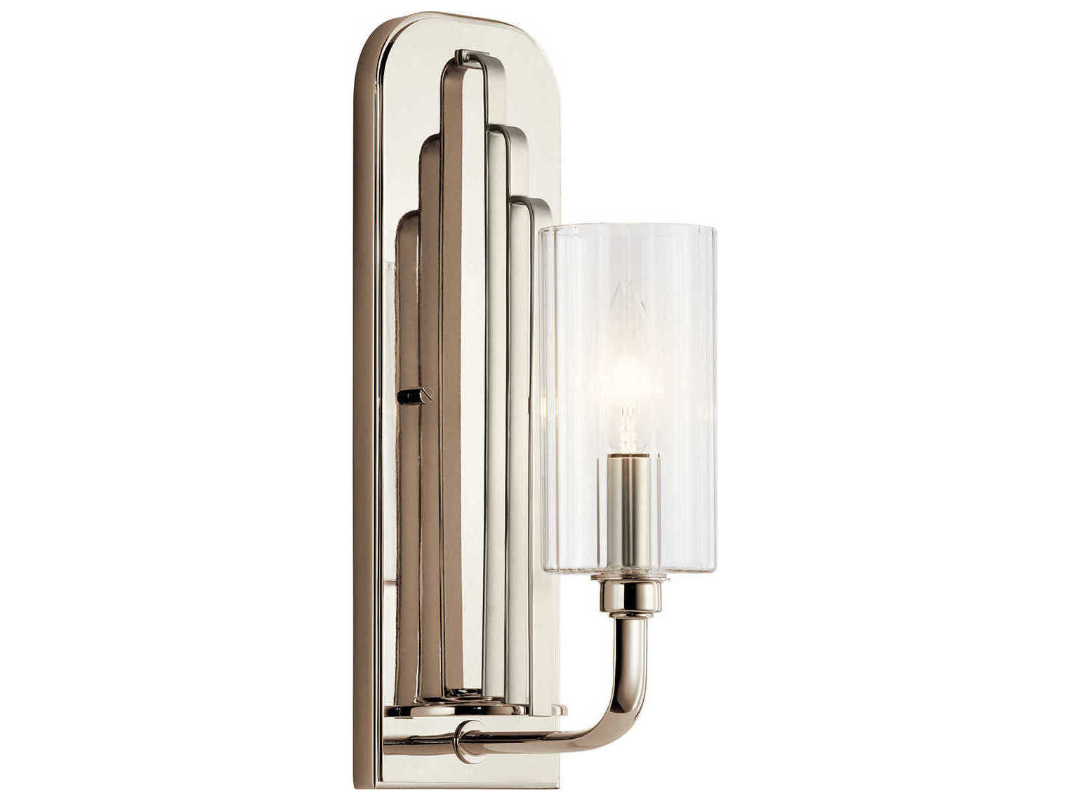 Kichler Kimrose 1-Light Polished Nickel Glass Wall Sconce