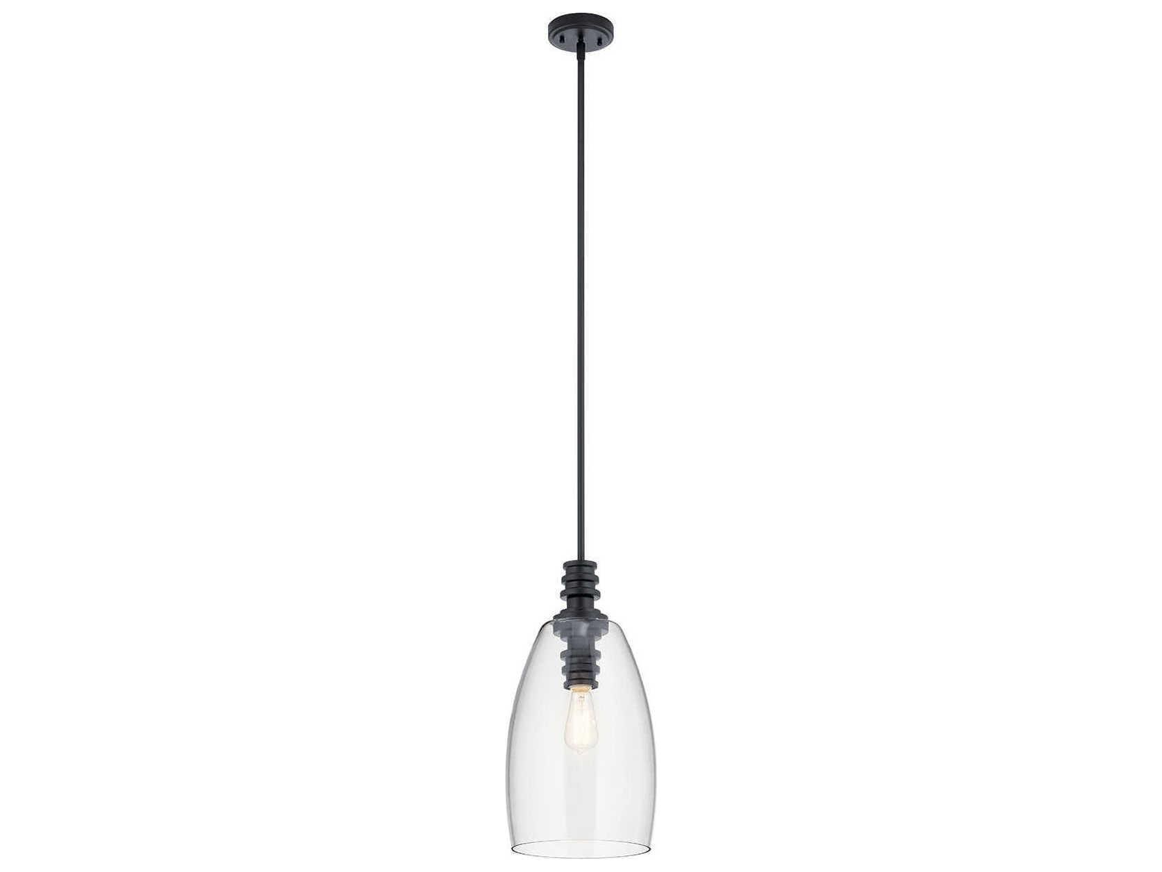 Kichler Lakum 1-Light Black Glass Geometric Mini Pendant