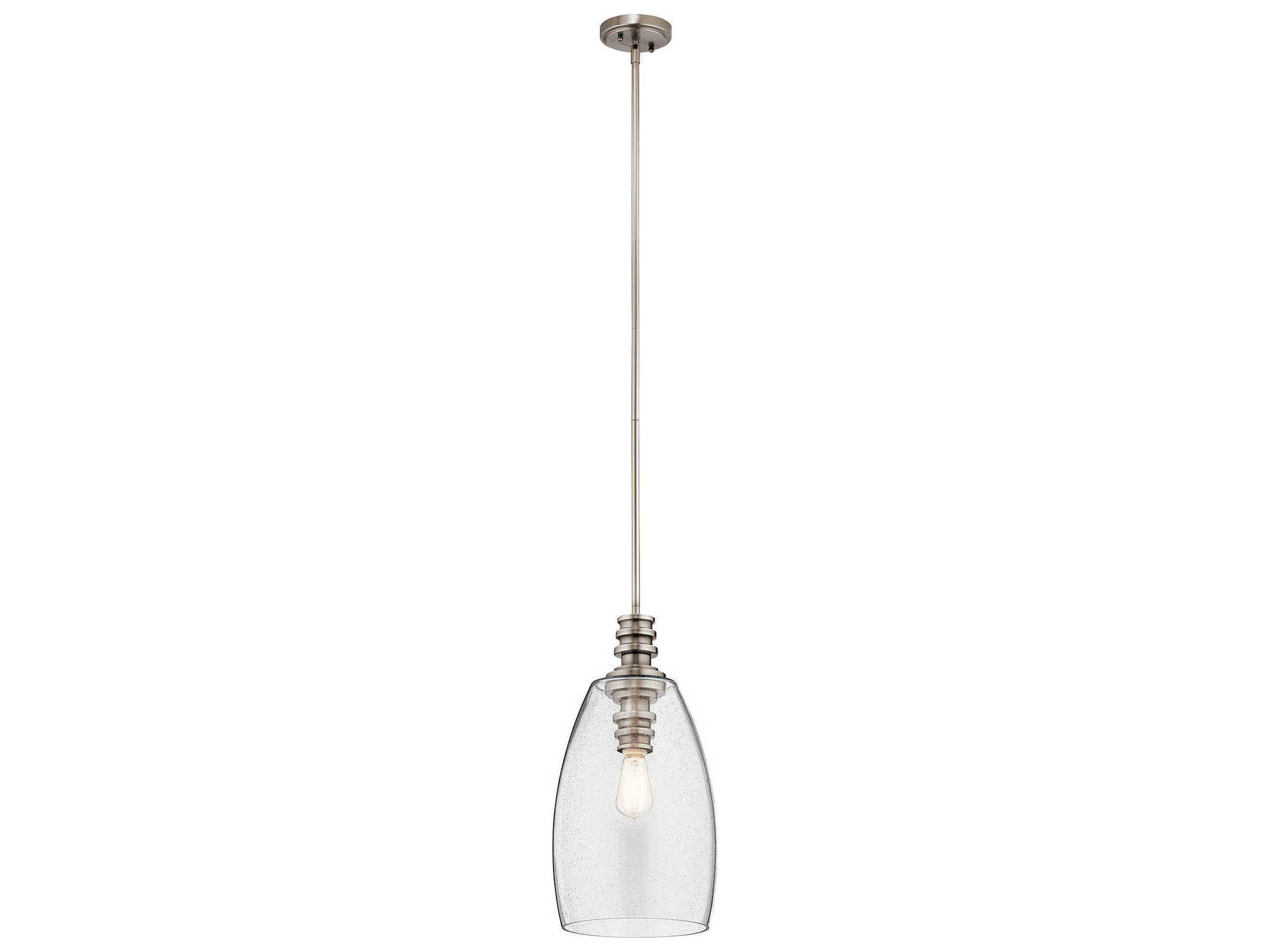 Kichler Lakum 1-Light Classic Pewter Glass Geometric Mini Pendant