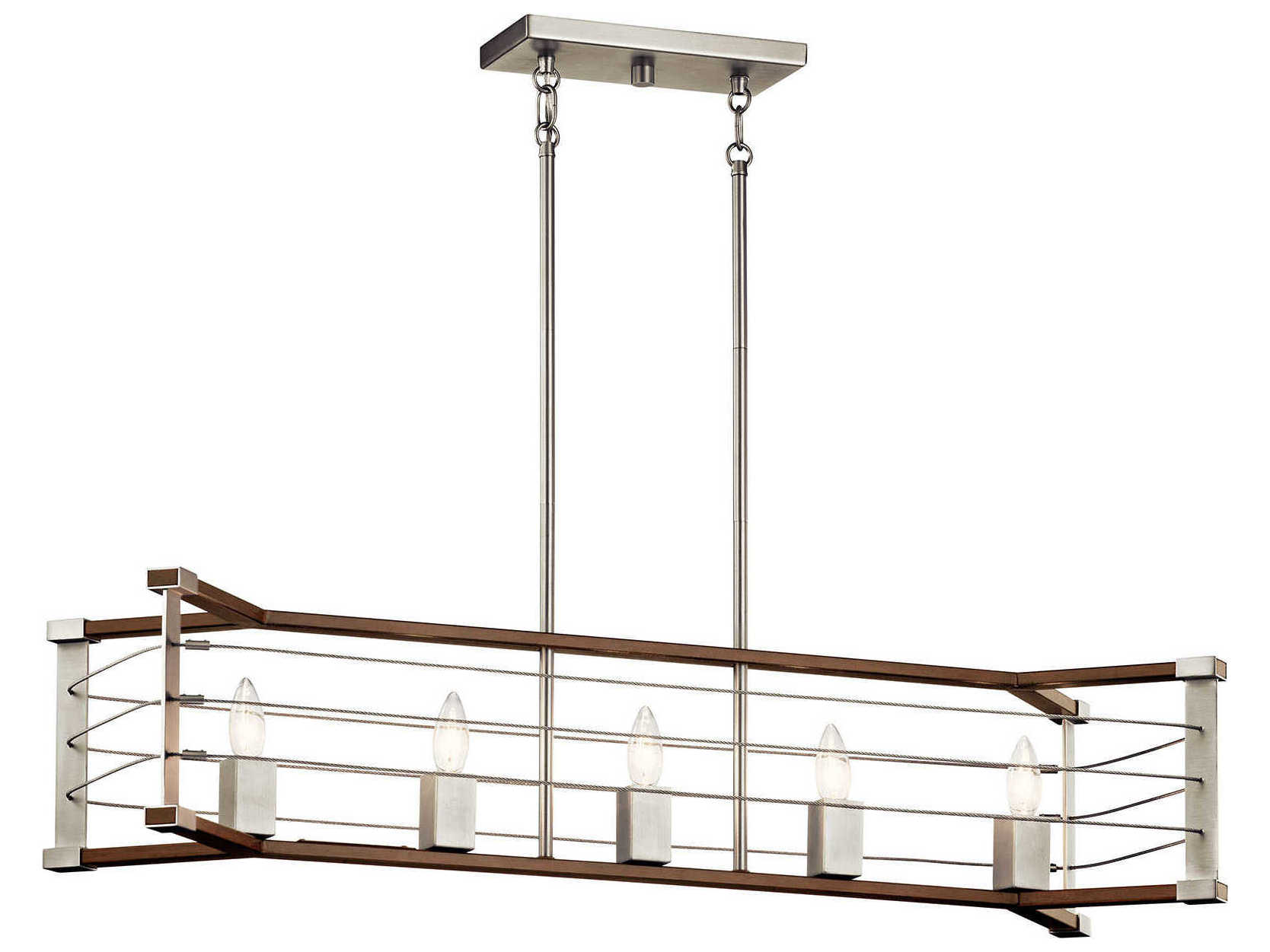 Kichler Lente 5-Light Brushed Nickel Brown Island Pendant